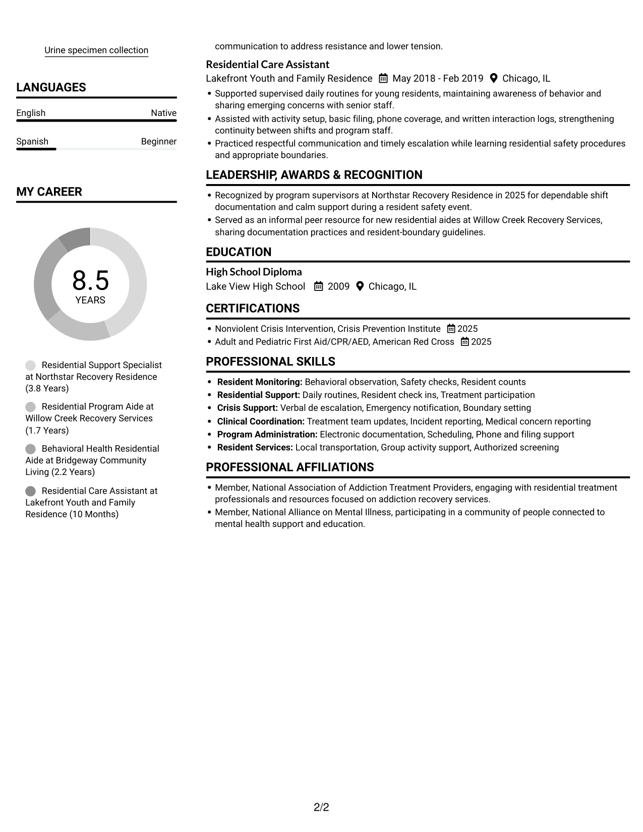 Resume example — page 2