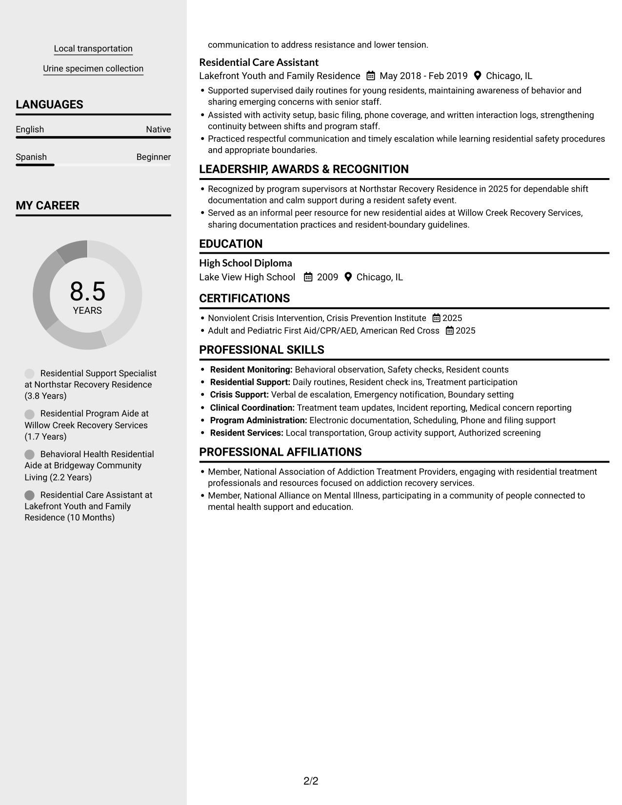 Resume example — page 2