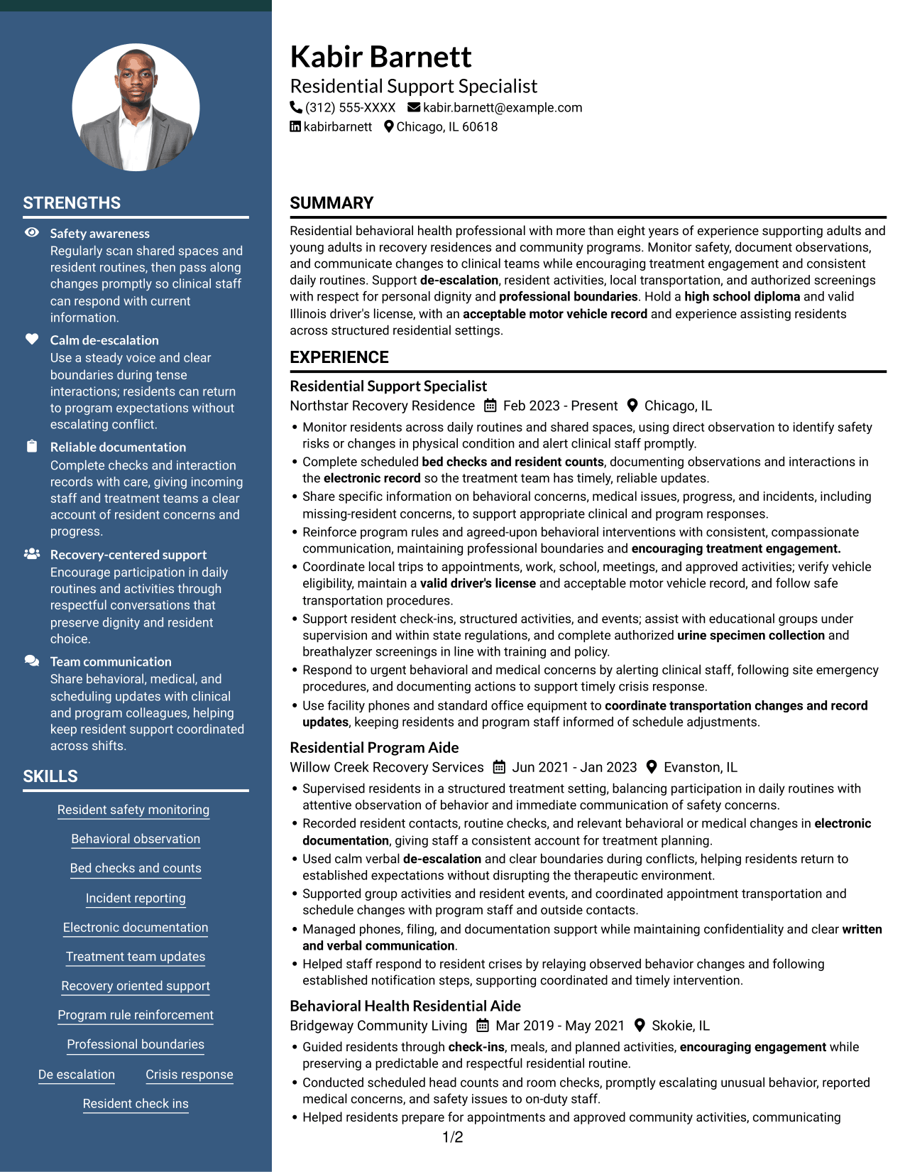 Resume example — page 1