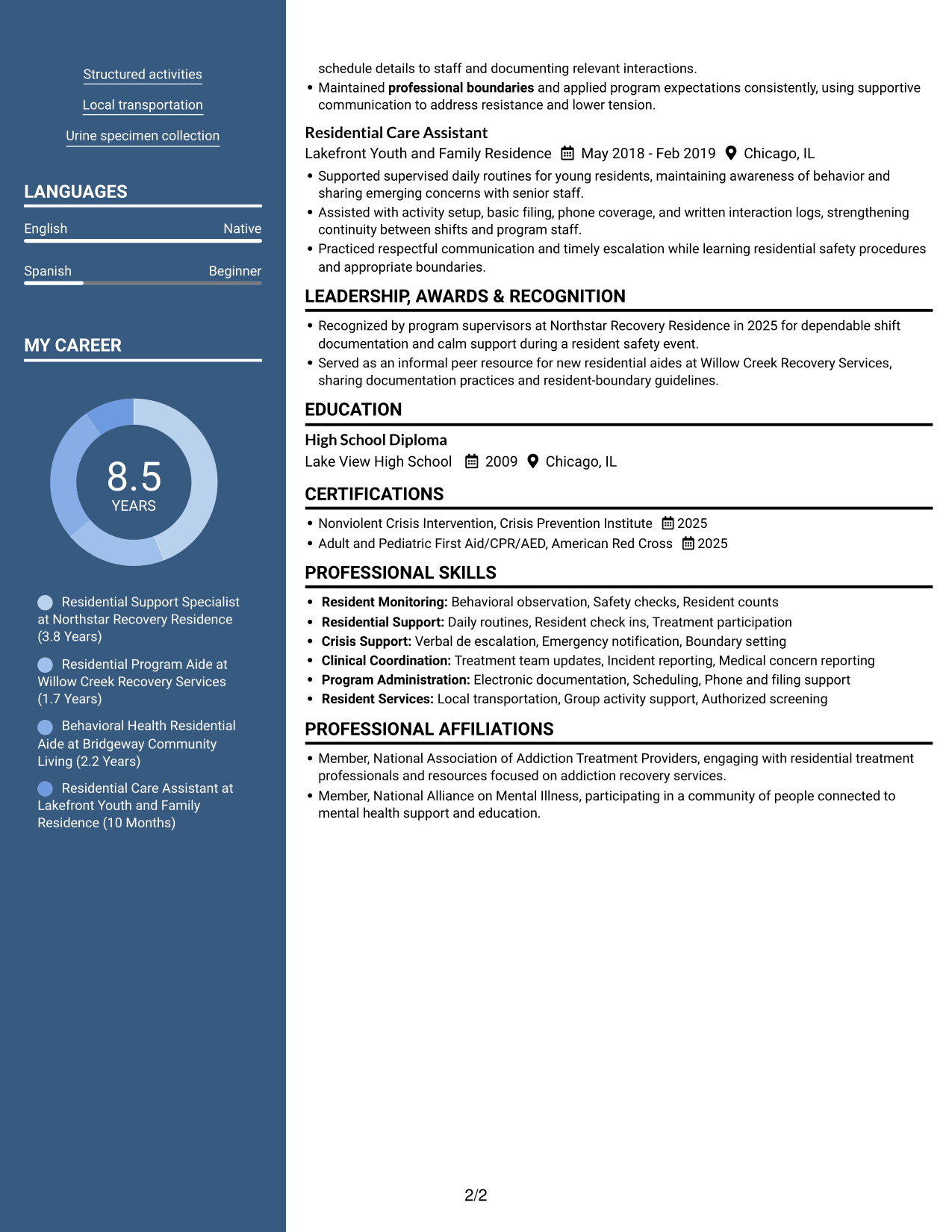 Resume example — page 2