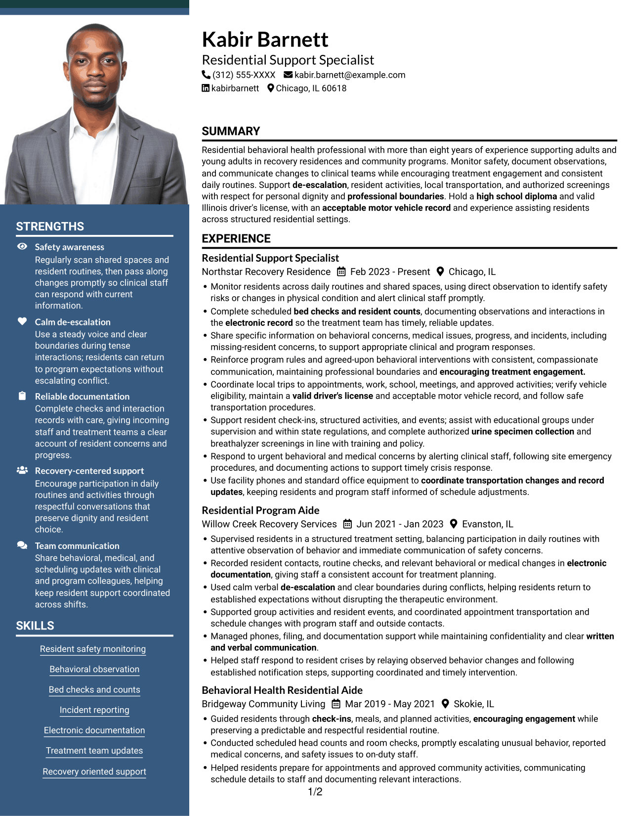 Resume example — page 1