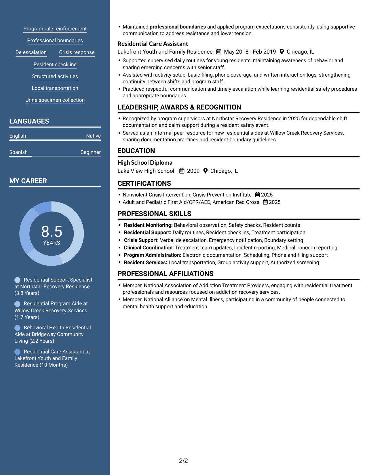 Resume example — page 2