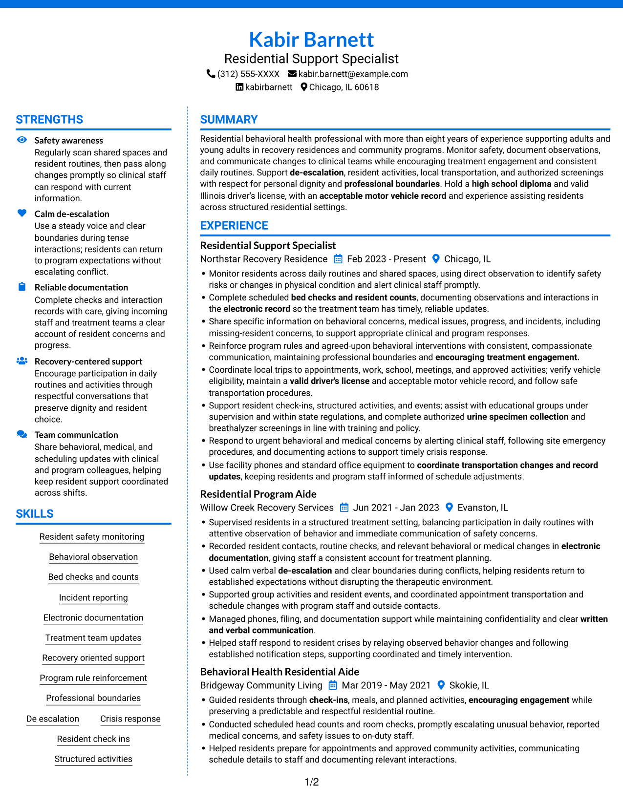 Resume example — page 1