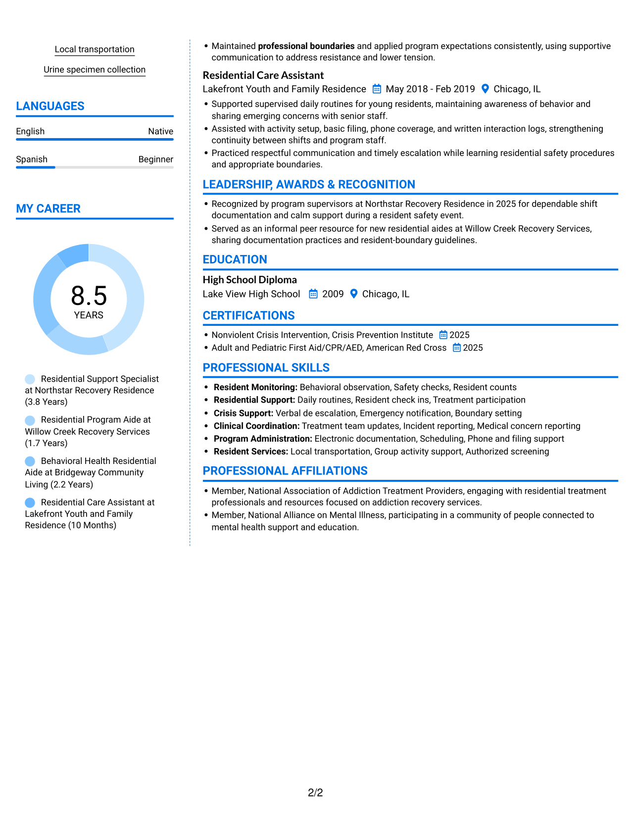 Resume example — page 2