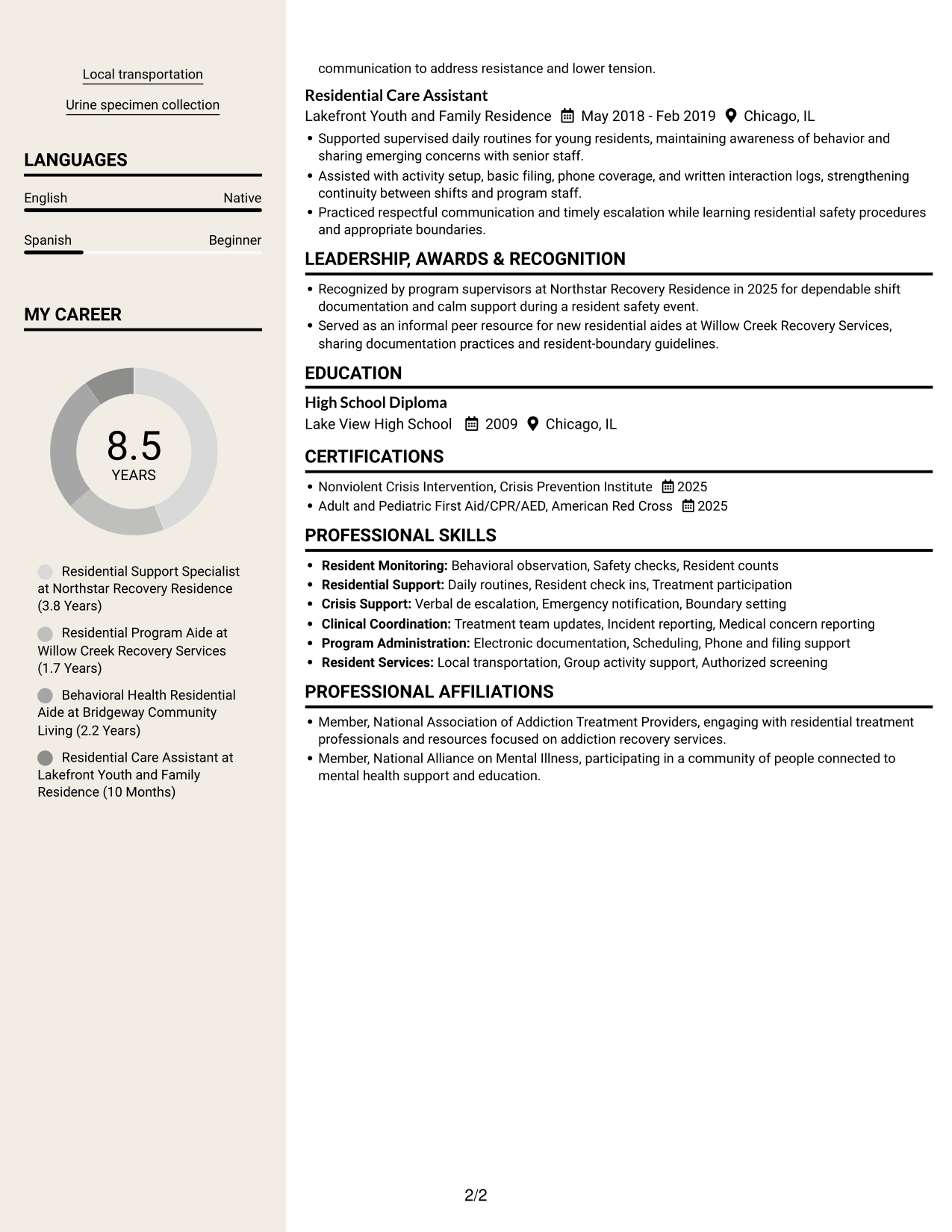 Resume example — page 2