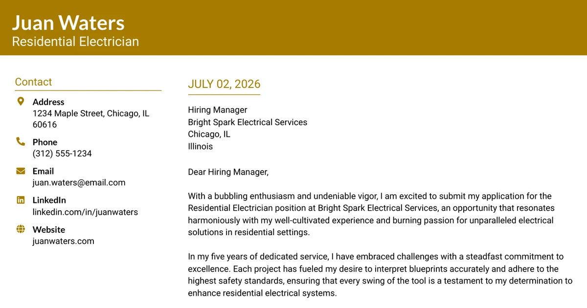 30+ Residential Electrician Cover Letter Templates with Example 2026