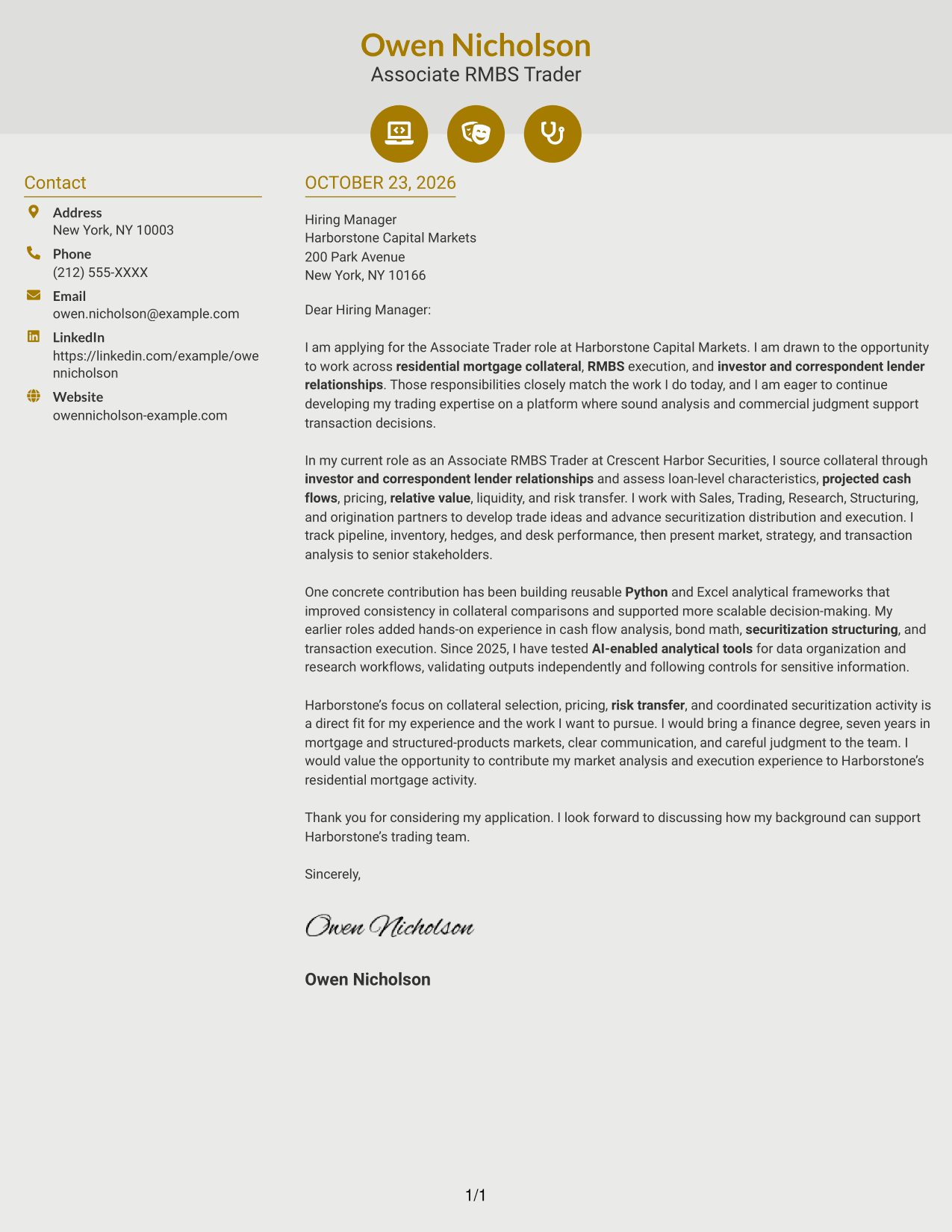 Cover letter example — page 1
