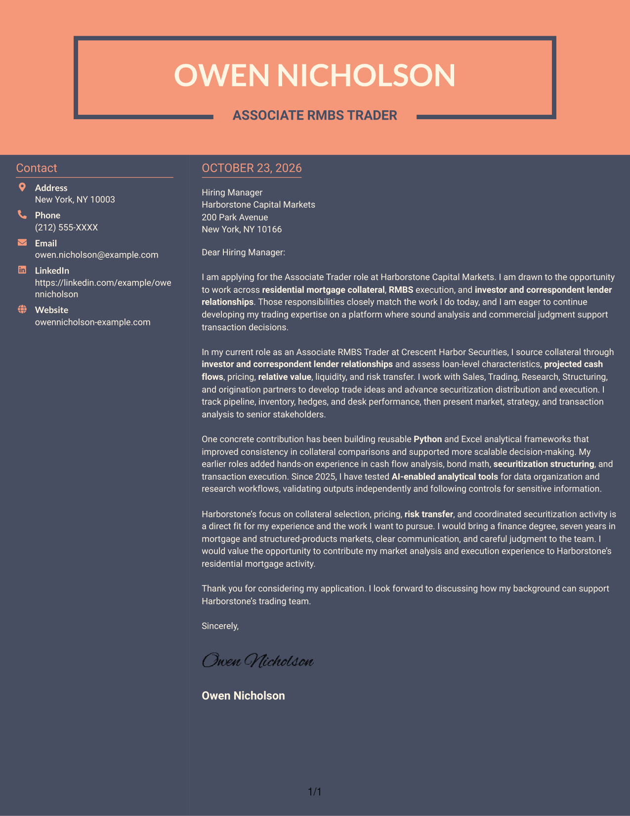 Cover letter example — page 1