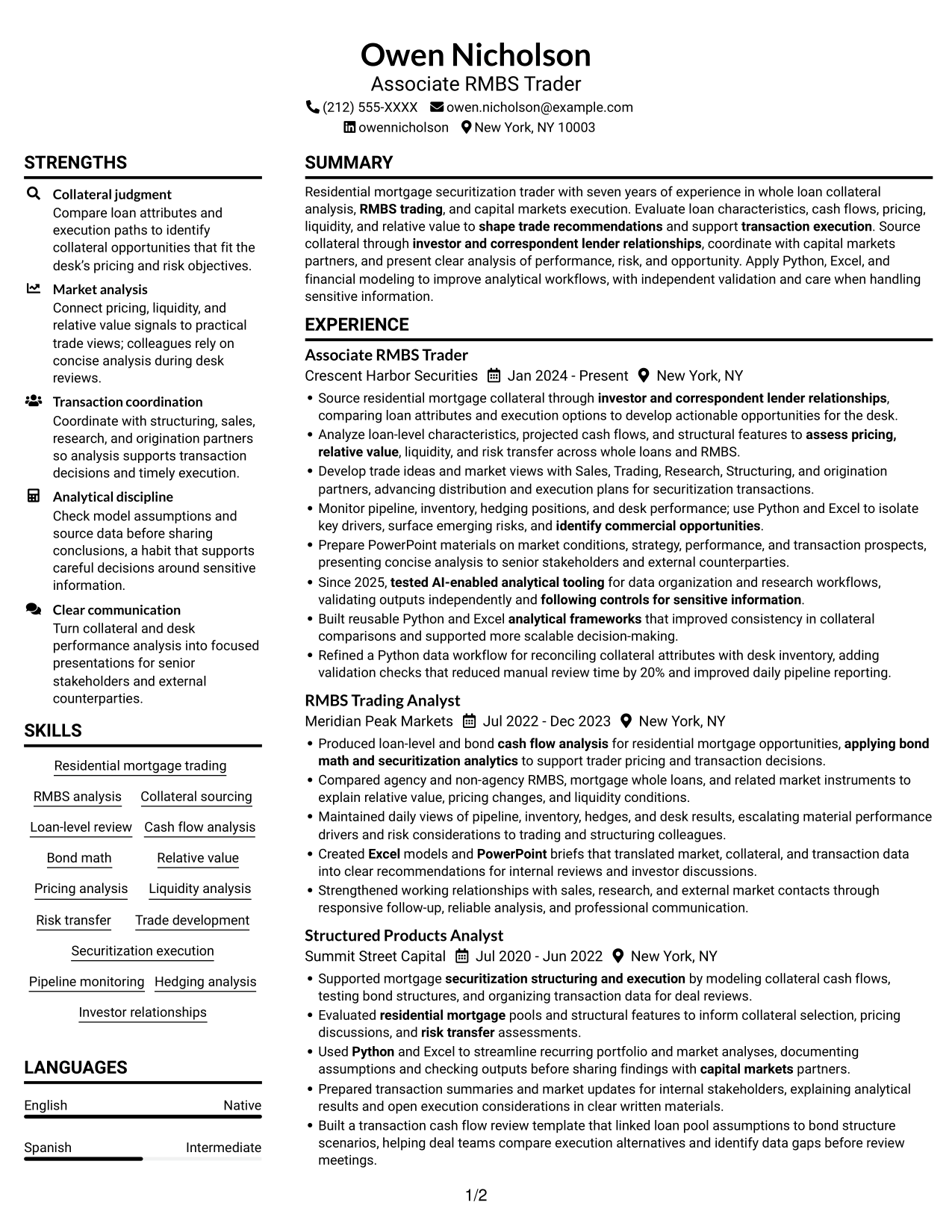 Resume example — page 1