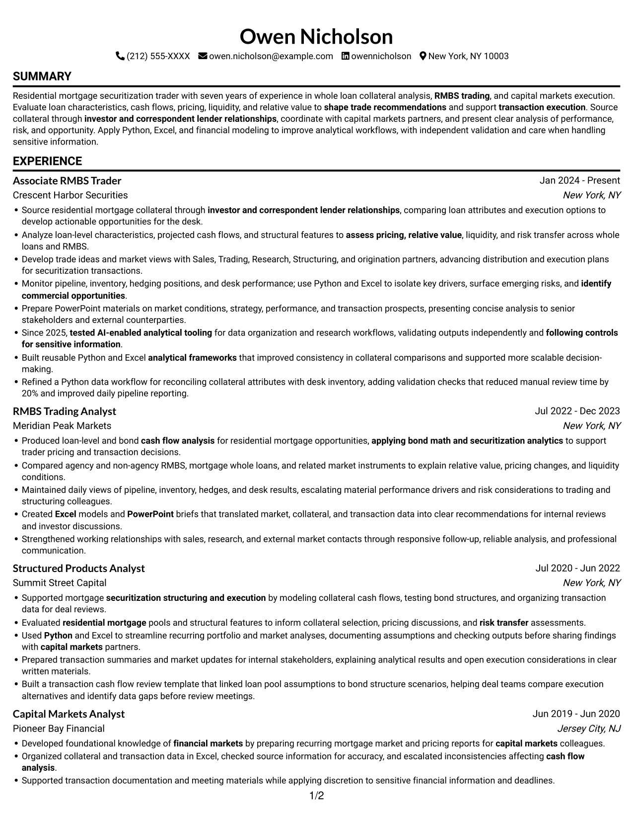 Resume example — page 1