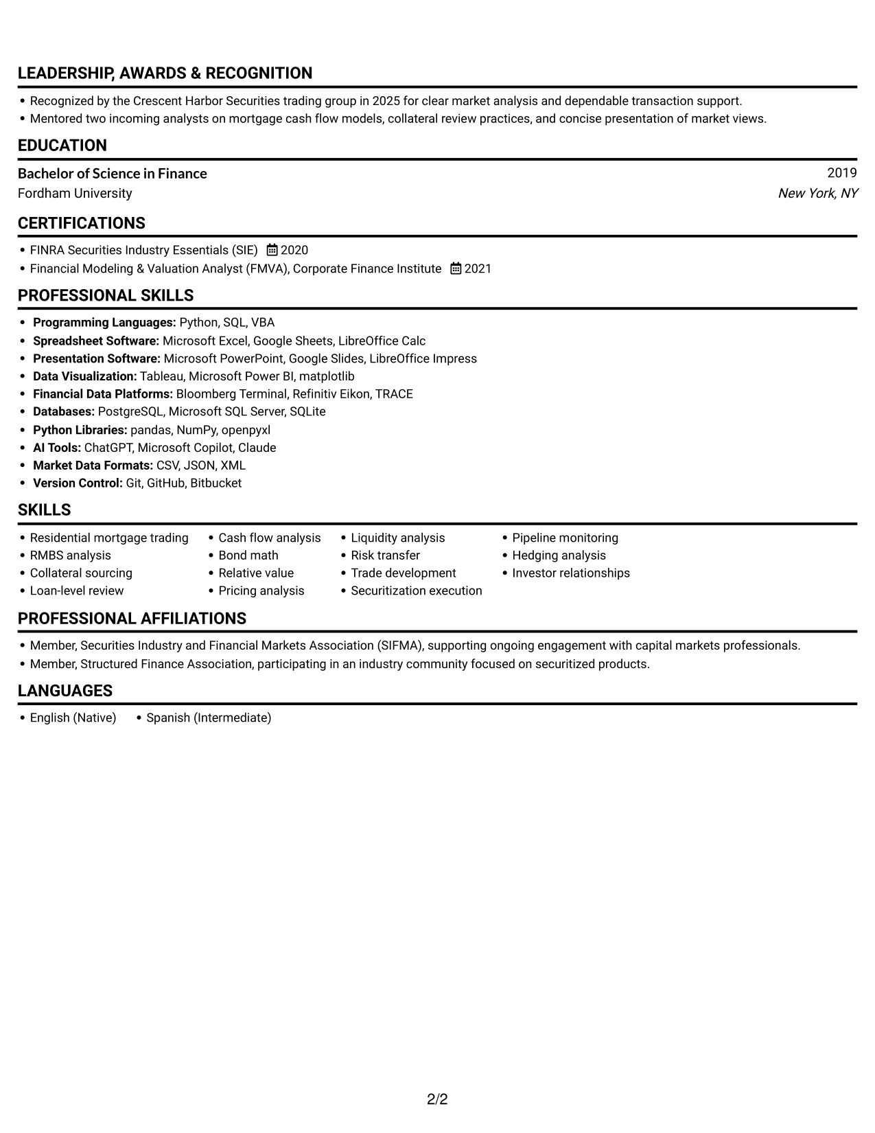 Resume example — page 2
