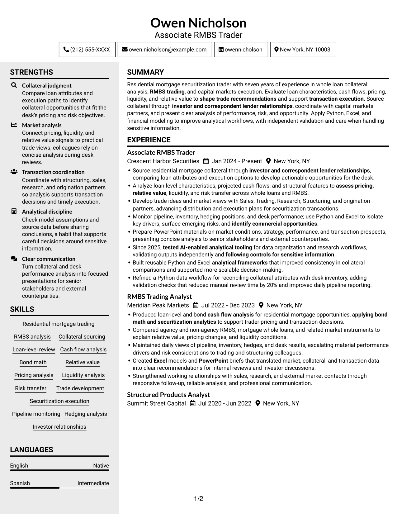 Resume example — page 1