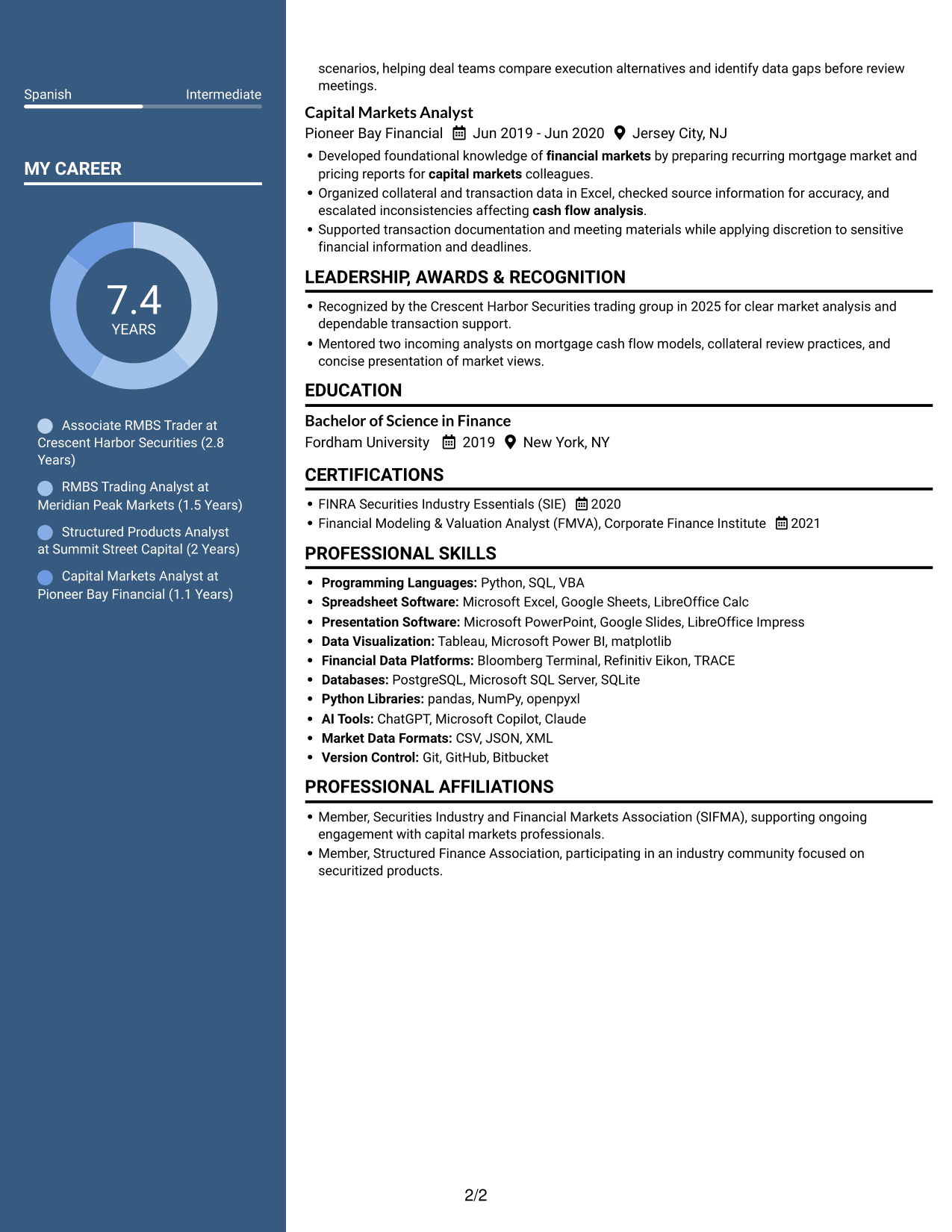 Resume example — page 2