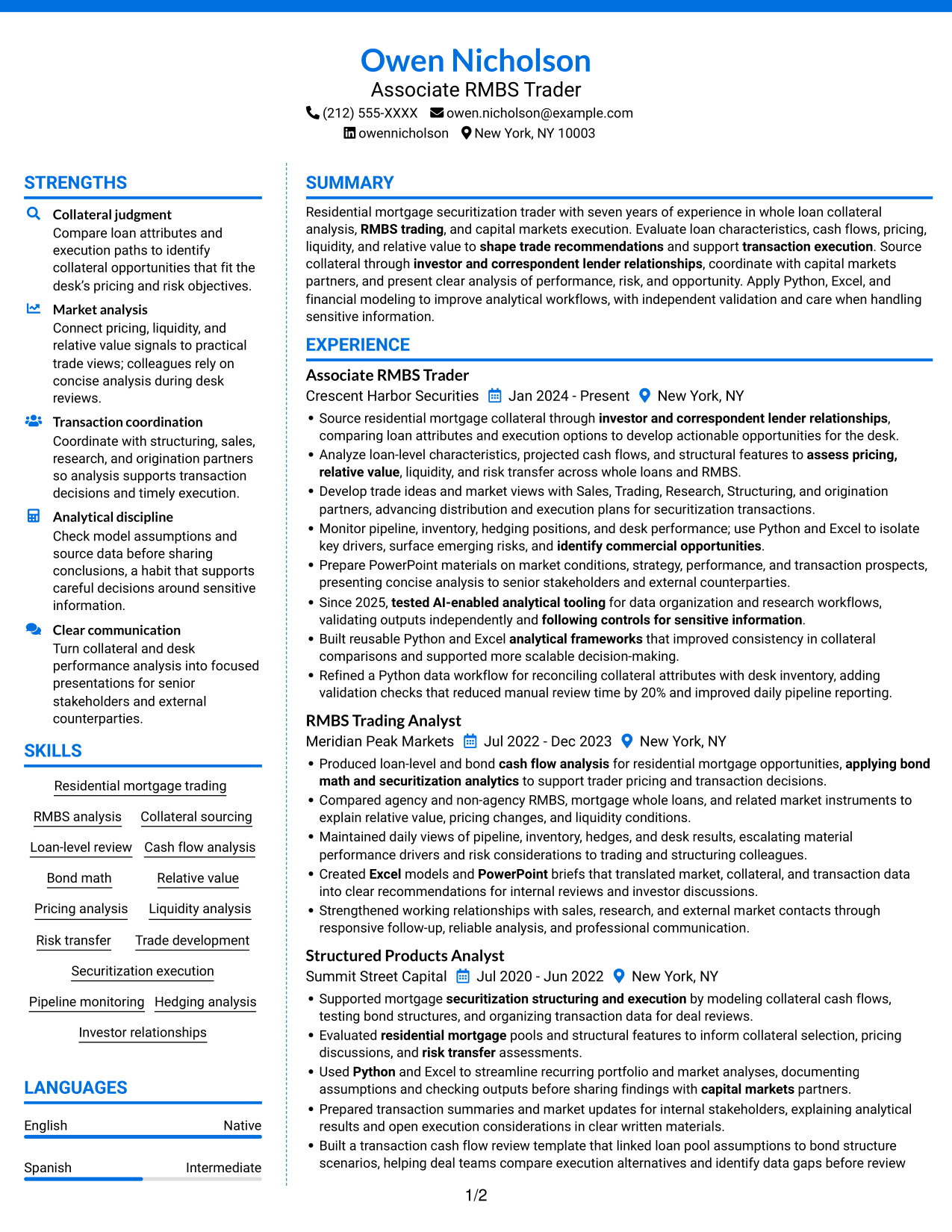 Resume example — page 1