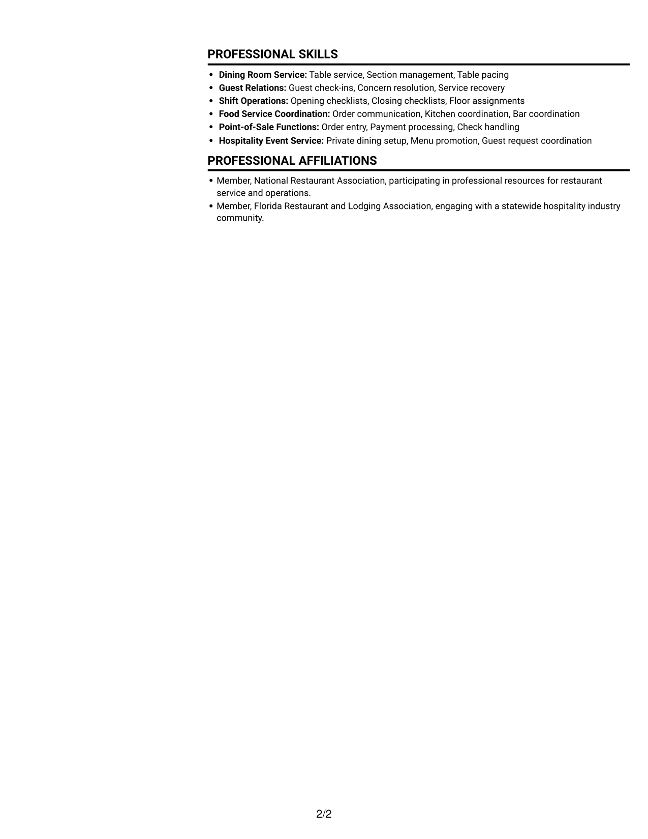 Resume example — page 2