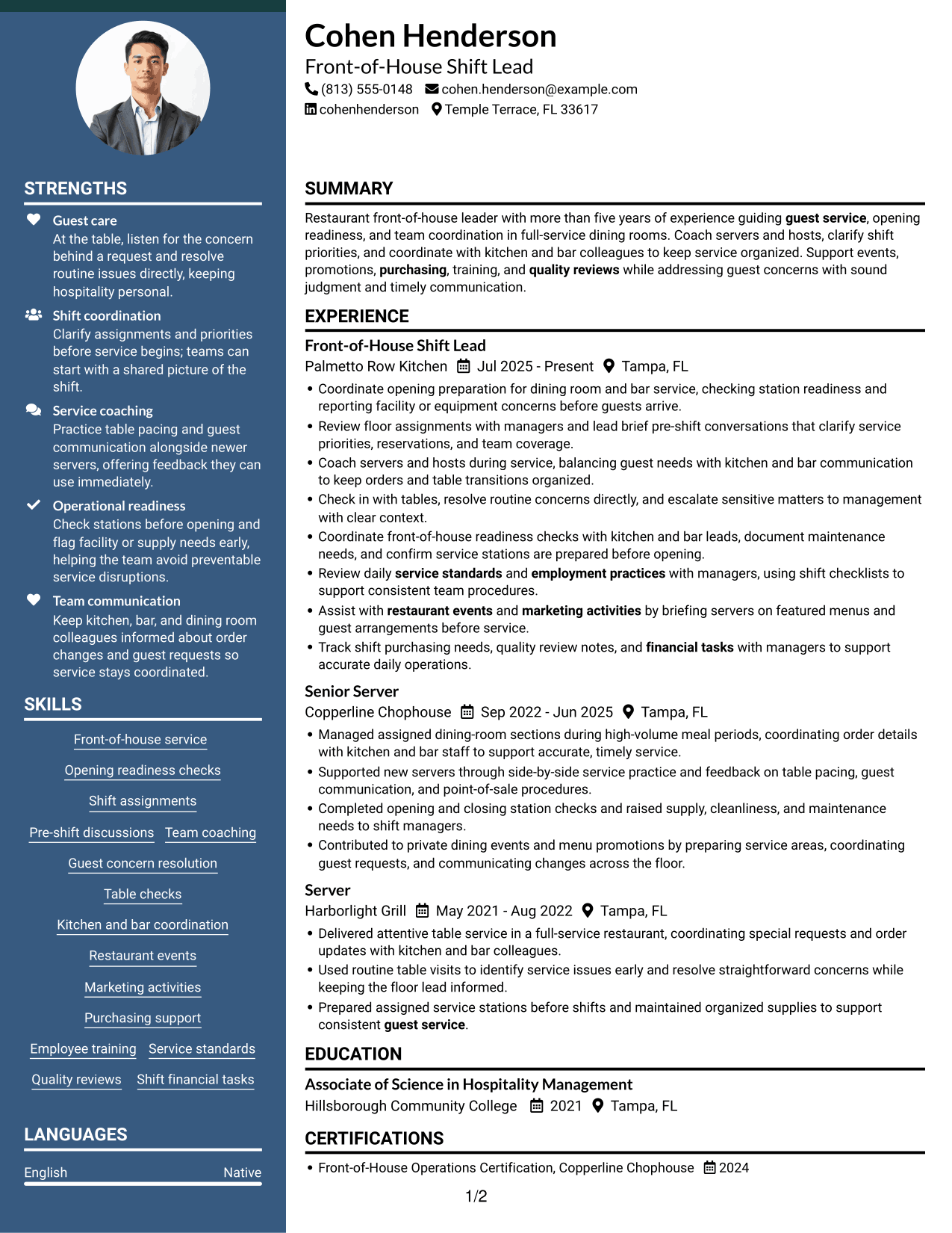 Resume example — page 1