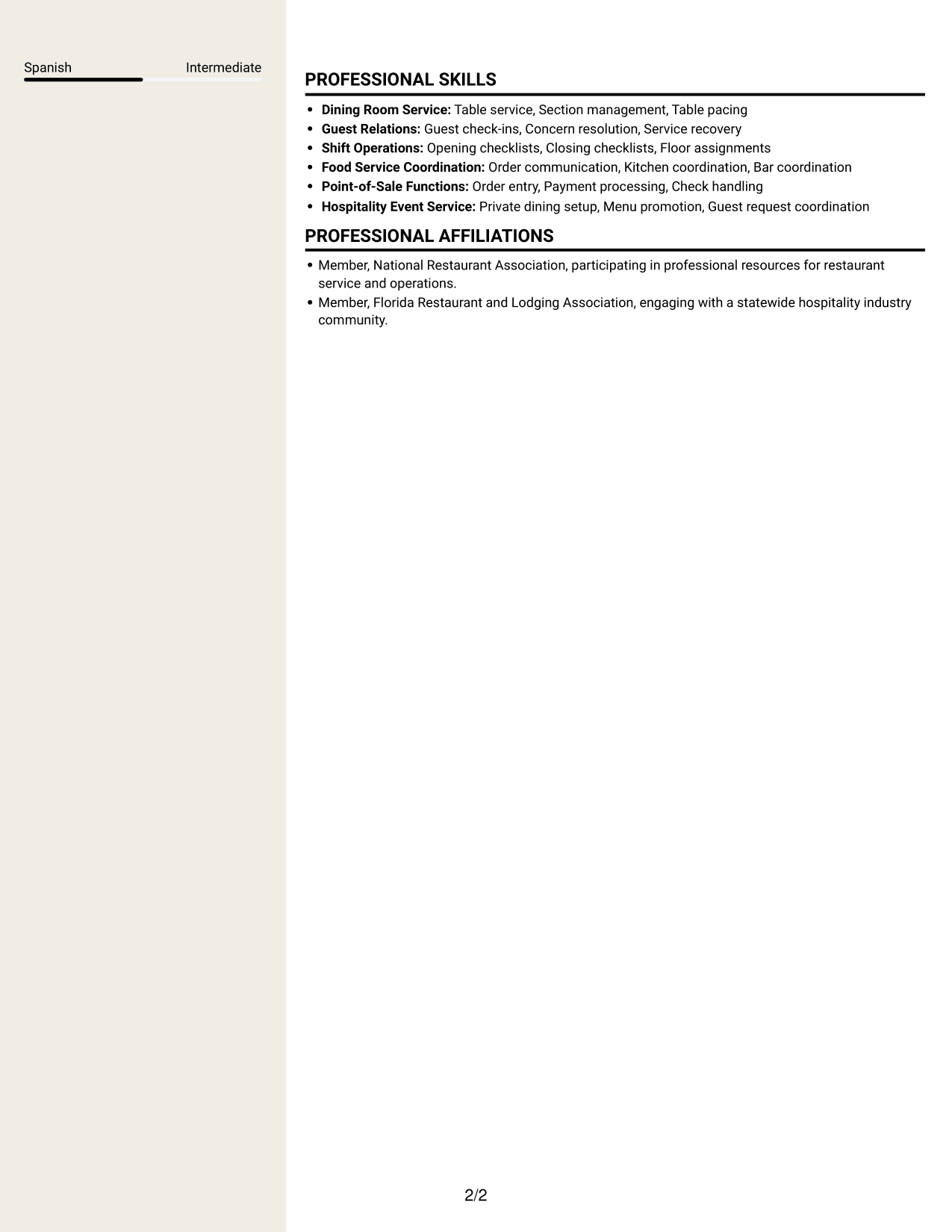 Resume example — page 2