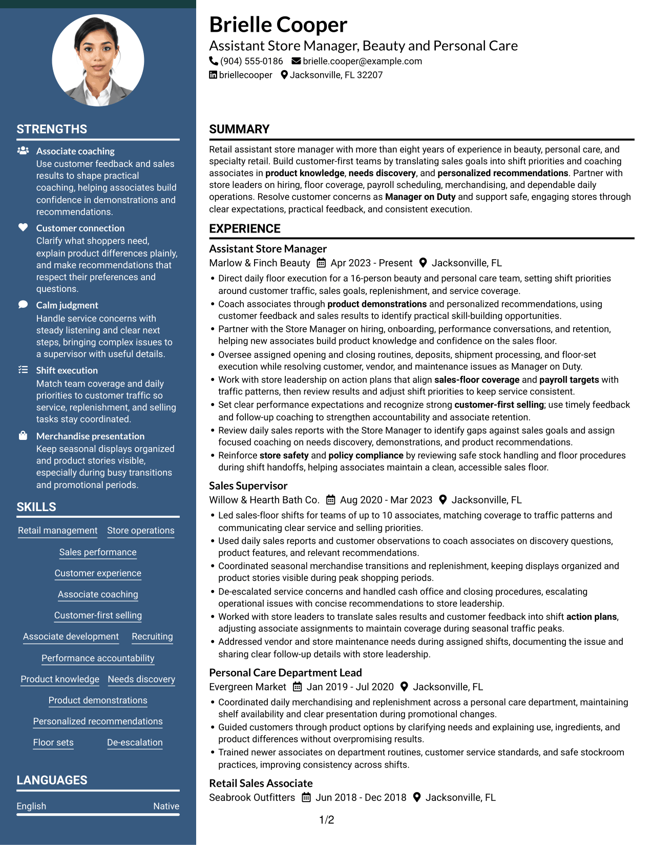 Resume example — page 1