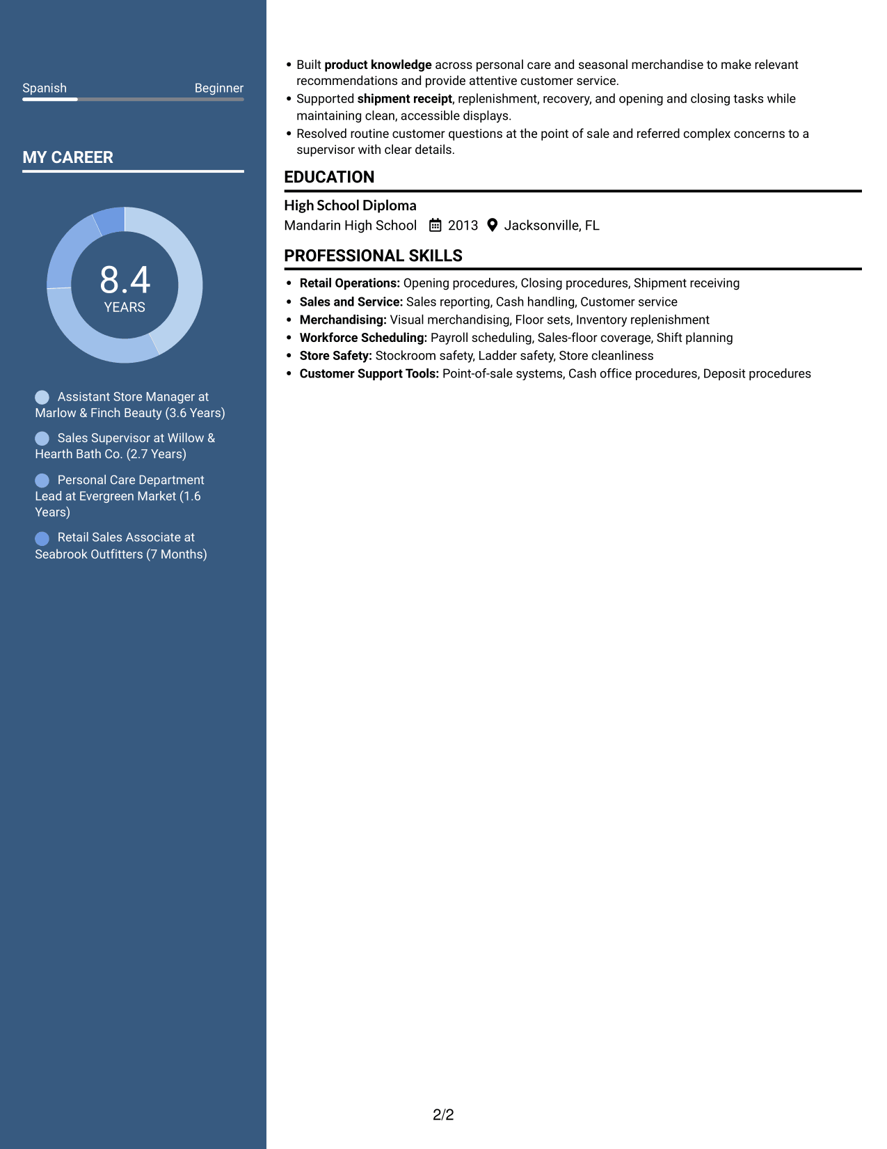 Resume example — page 2