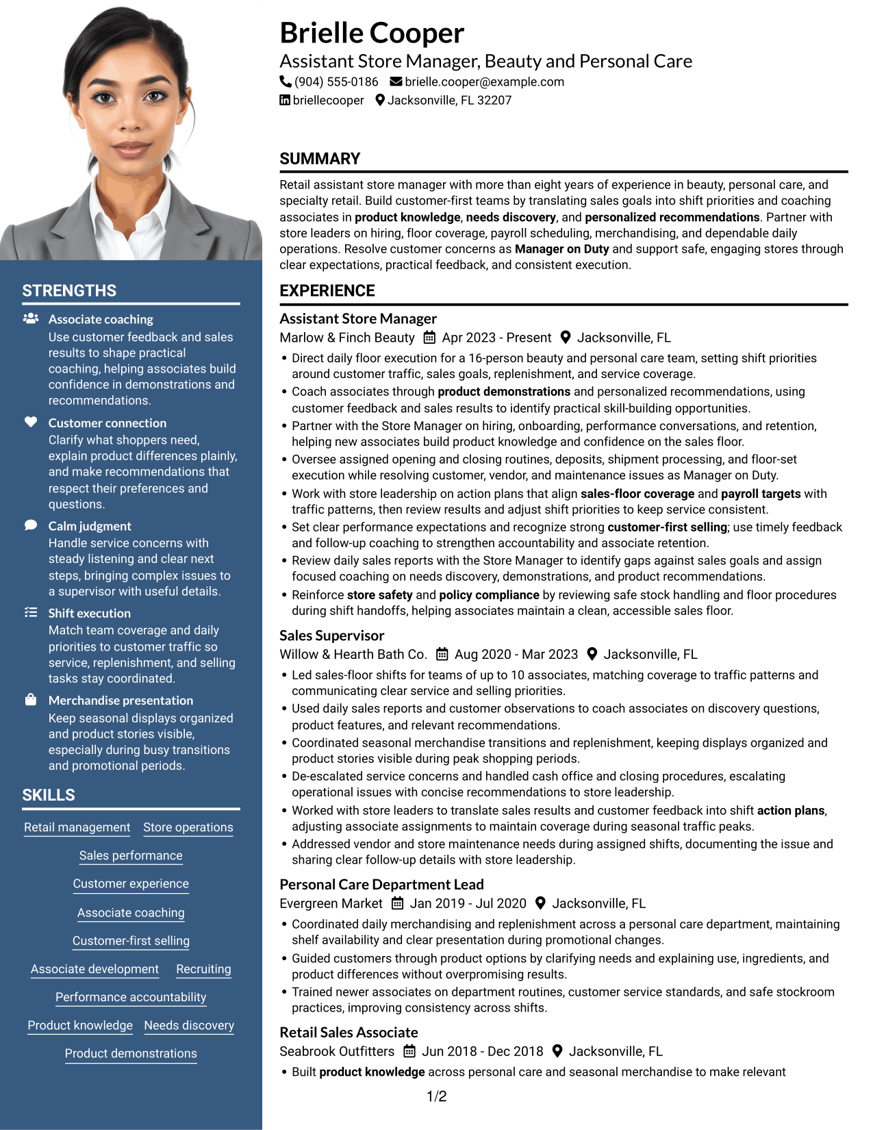 Resume example — page 1