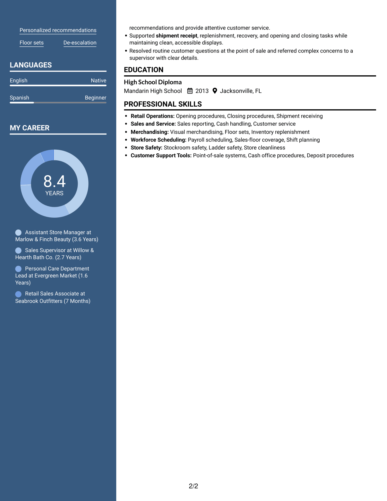 Resume example — page 2