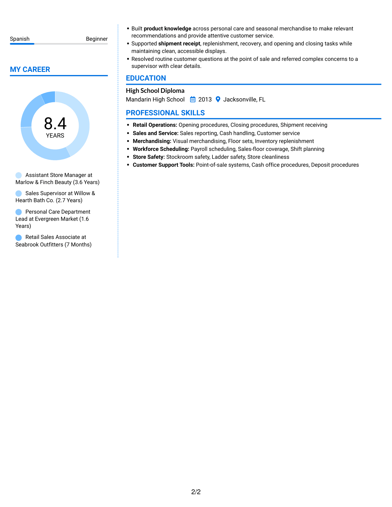 Resume example — page 2