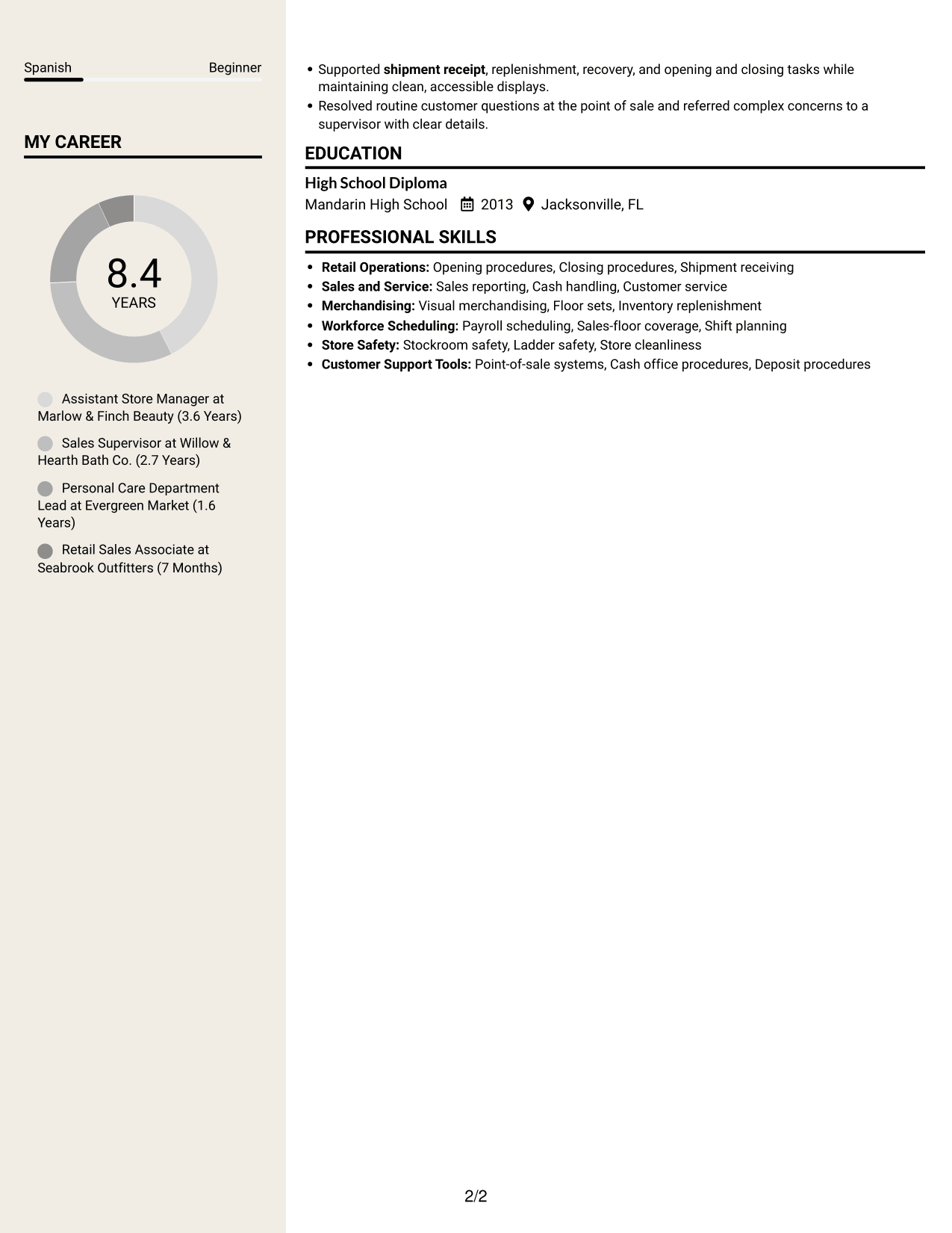 Resume example — page 2