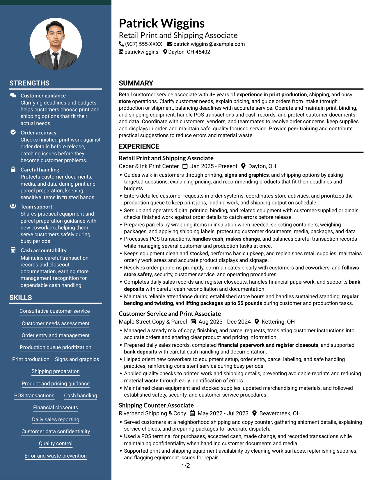Resume example — page 1