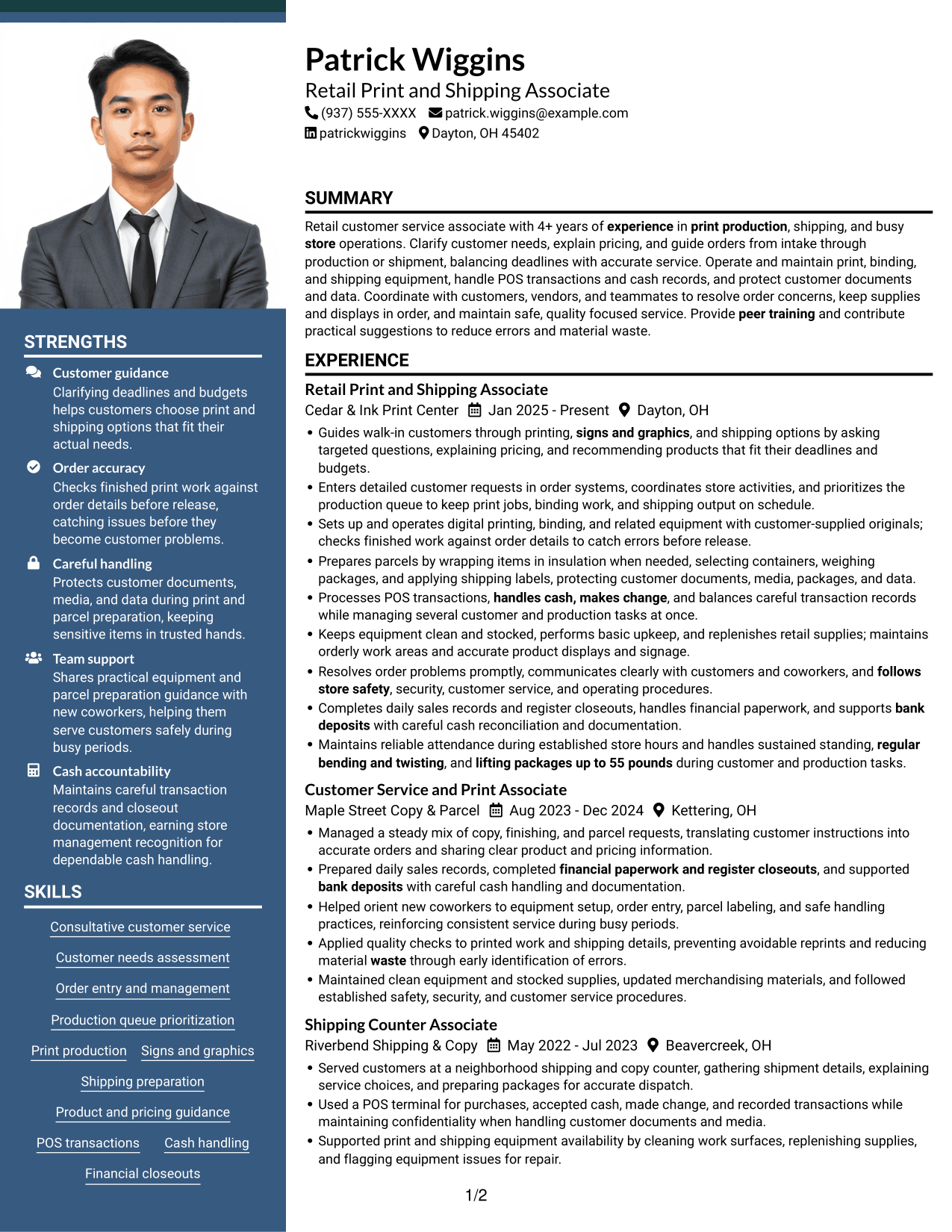 Resume example — page 1