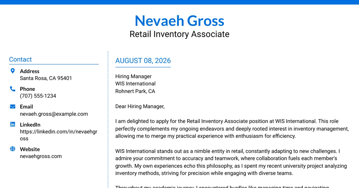 30+ Retail Inventory Associate Cover Letter Templates with Example 2026