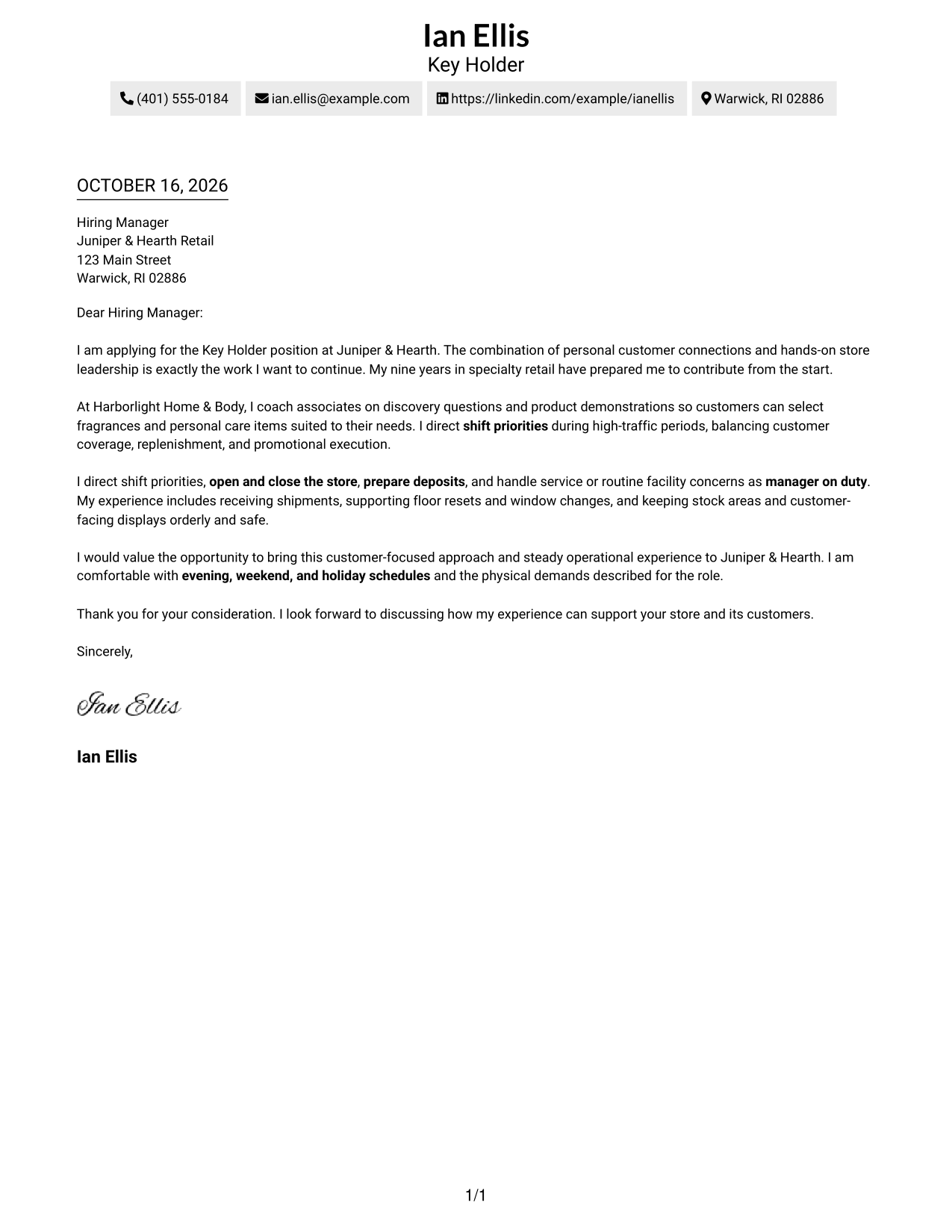 Cover letter example — page 1