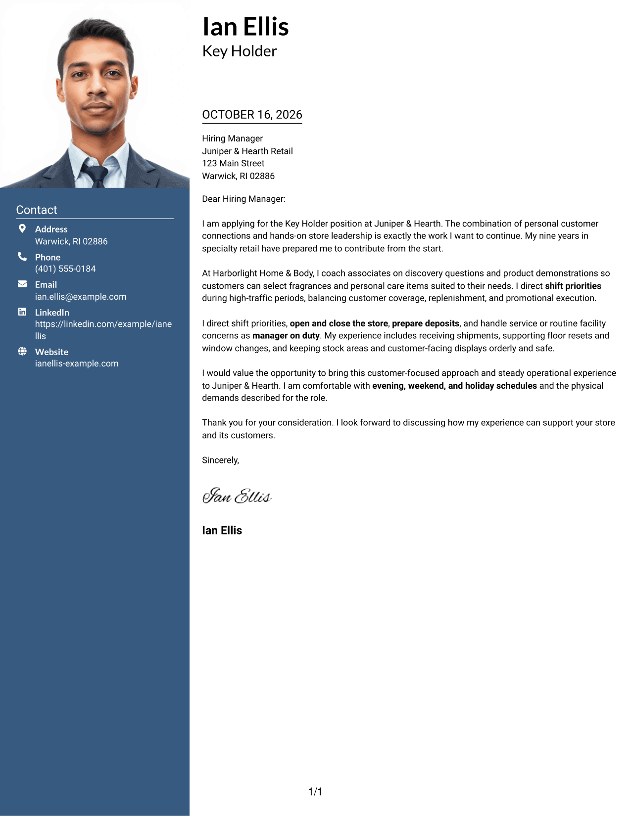 Cover letter example — page 1