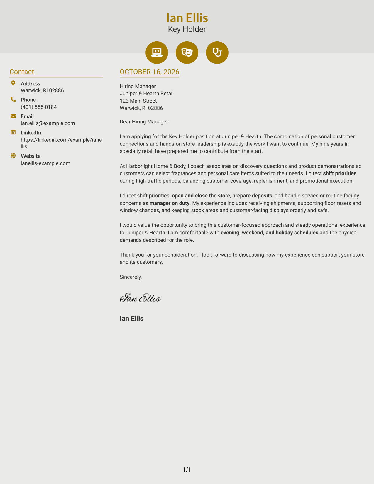 Cover letter example — page 1