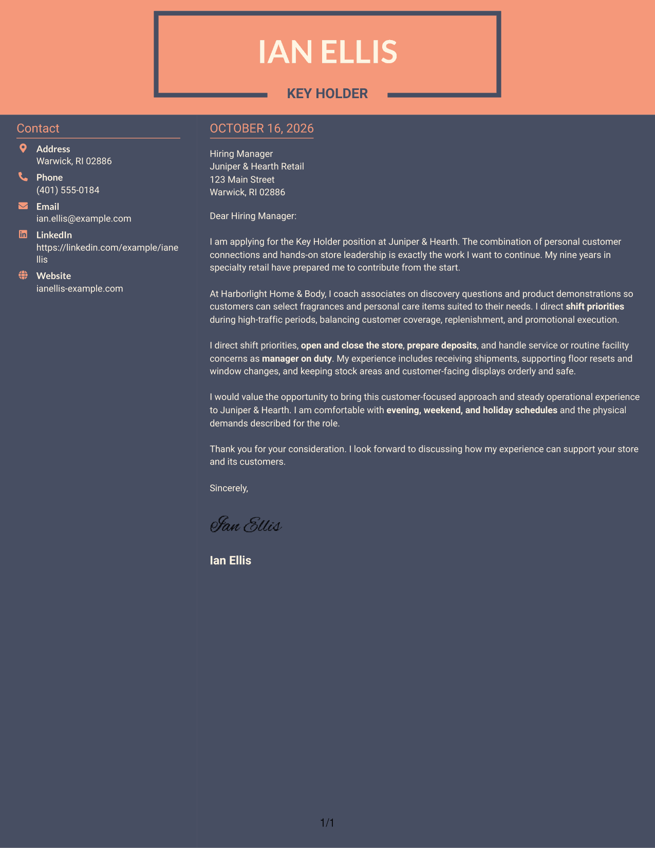 Cover letter example — page 1