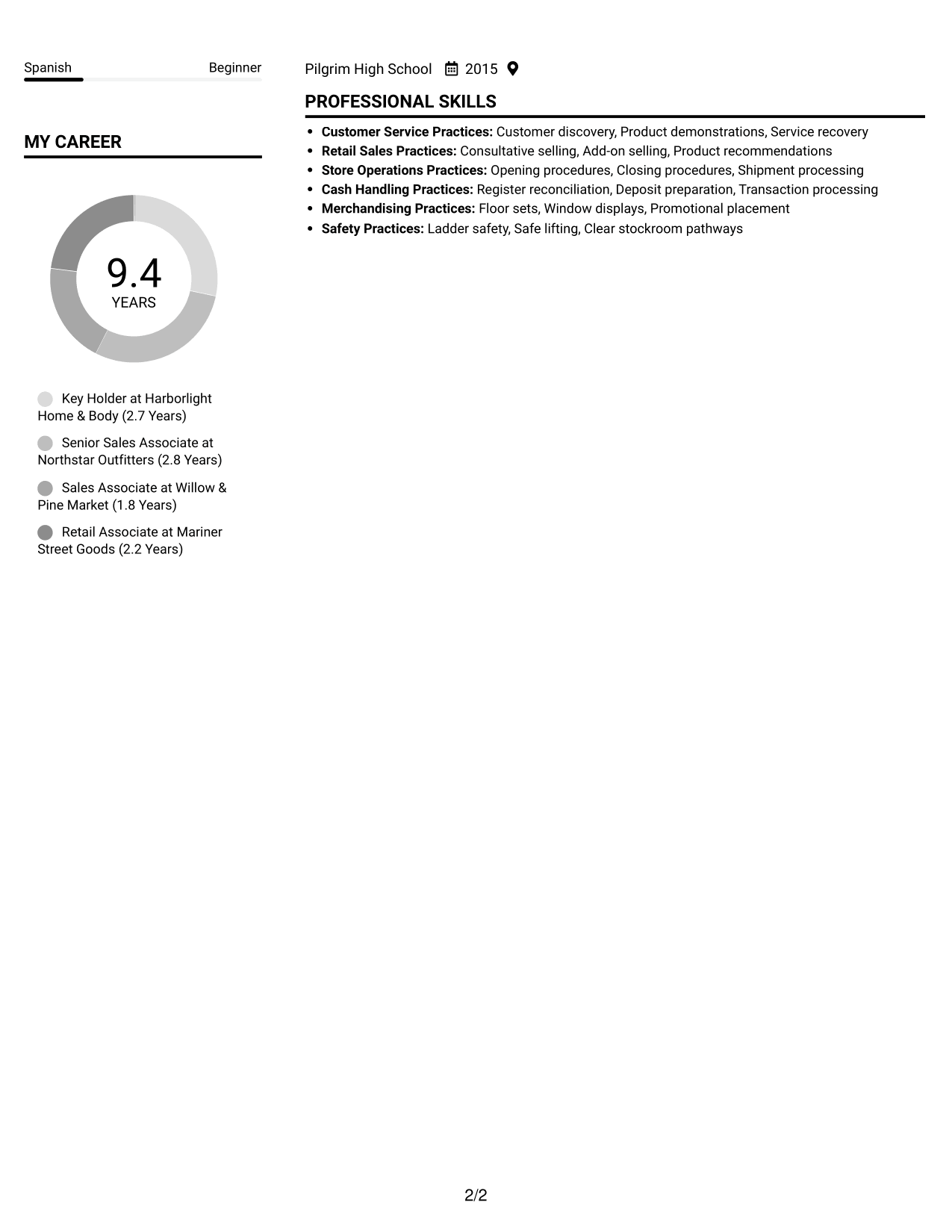 Resume example — page 2