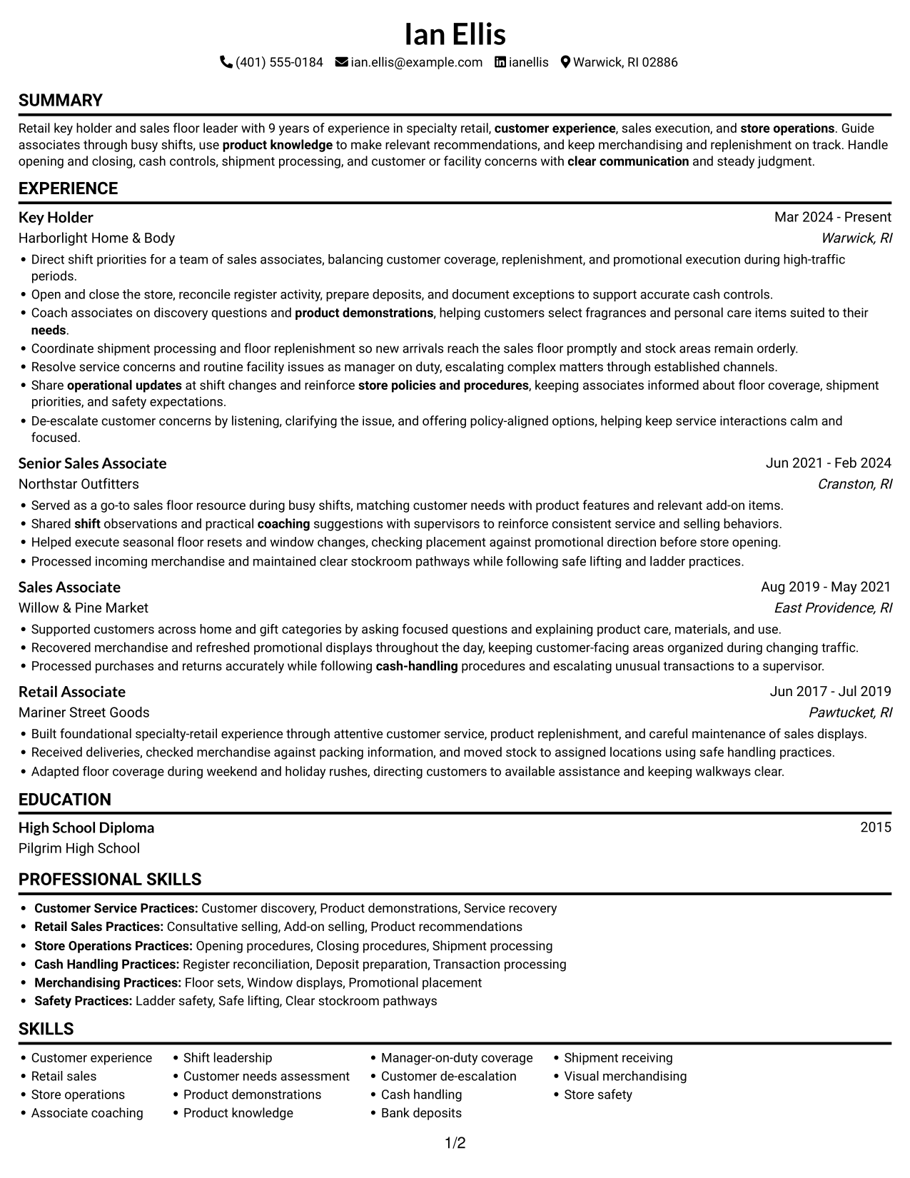 Resume example — page 1