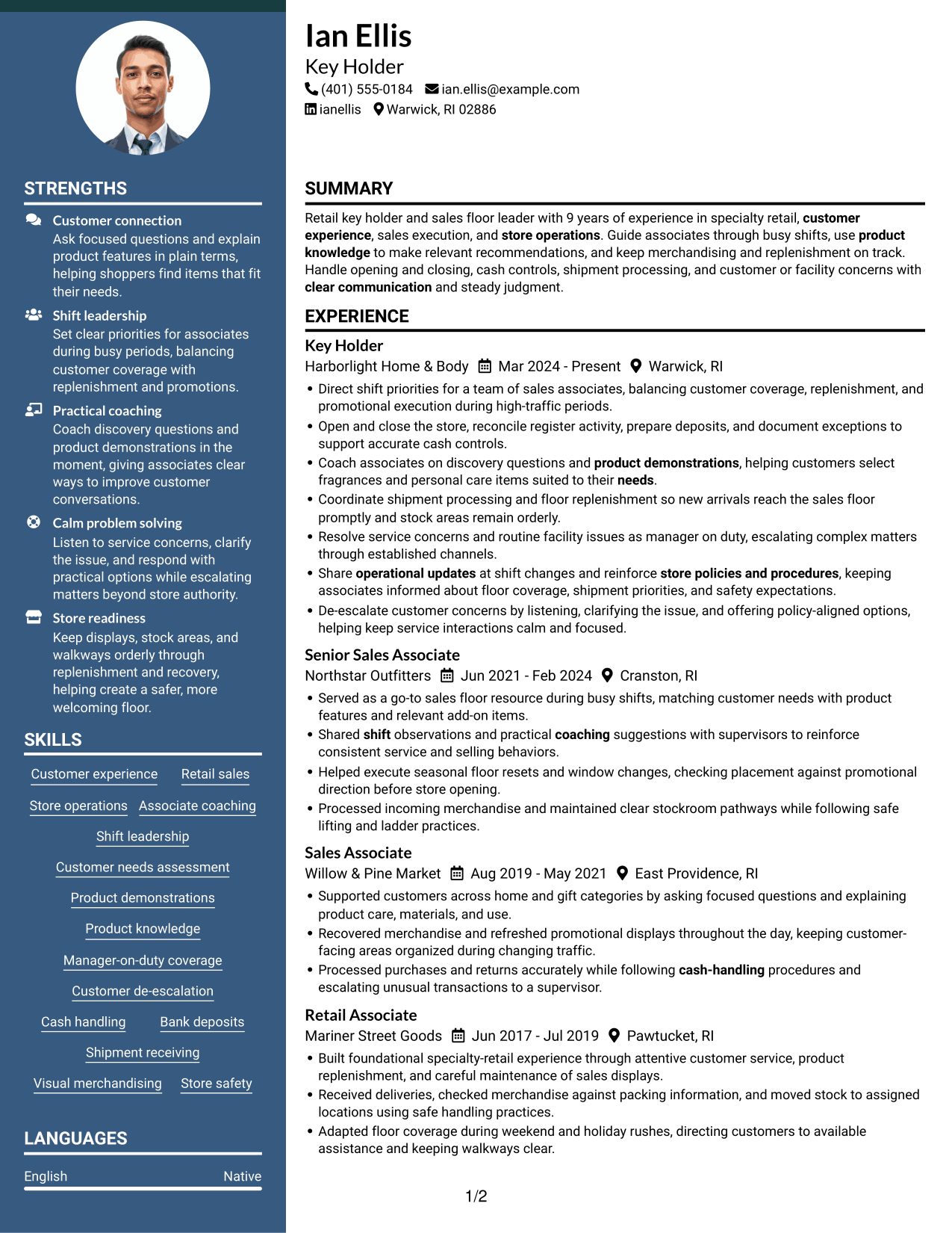Resume example — page 1