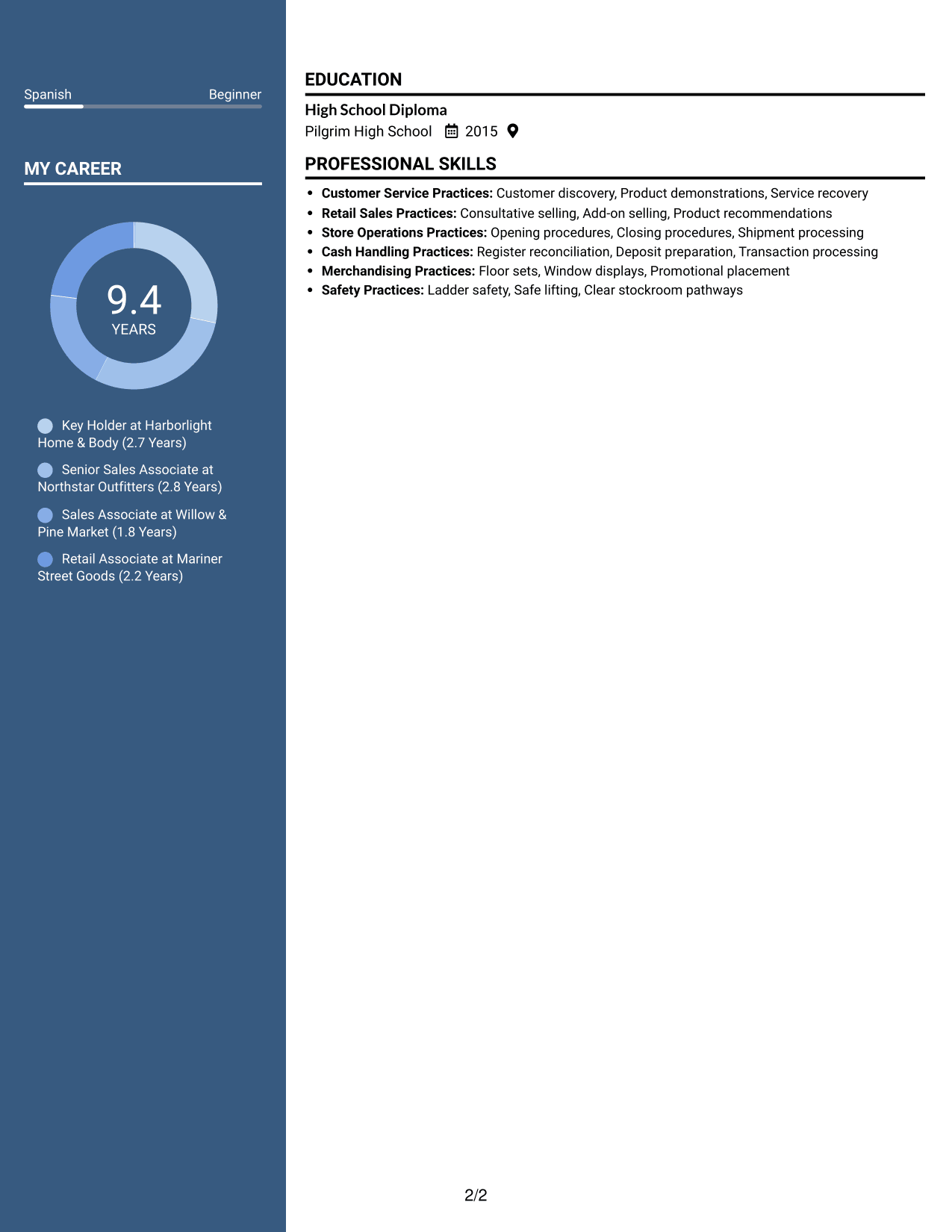 Resume example — page 2