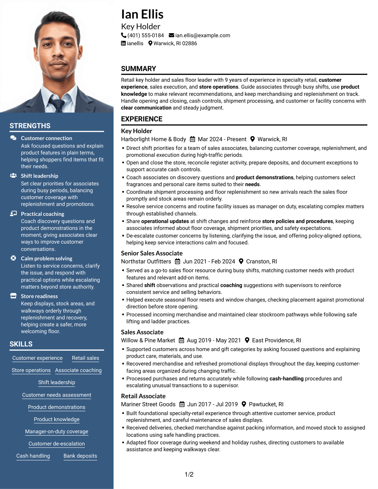 Resume example — page 1