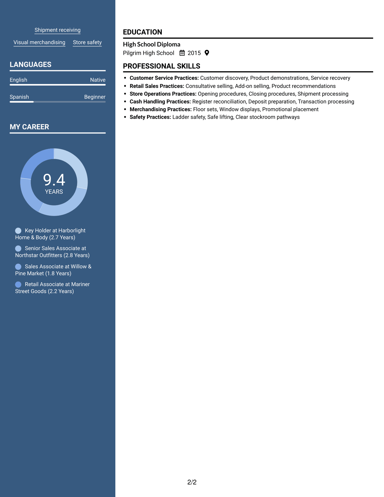 Resume example — page 2
