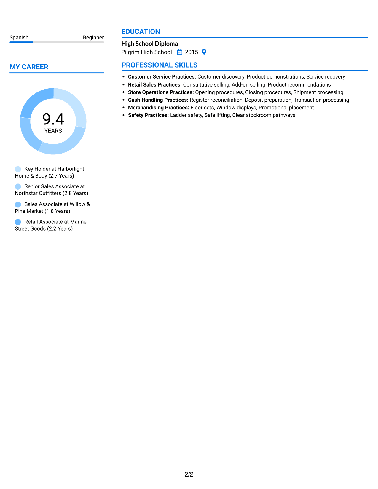 Resume example — page 2