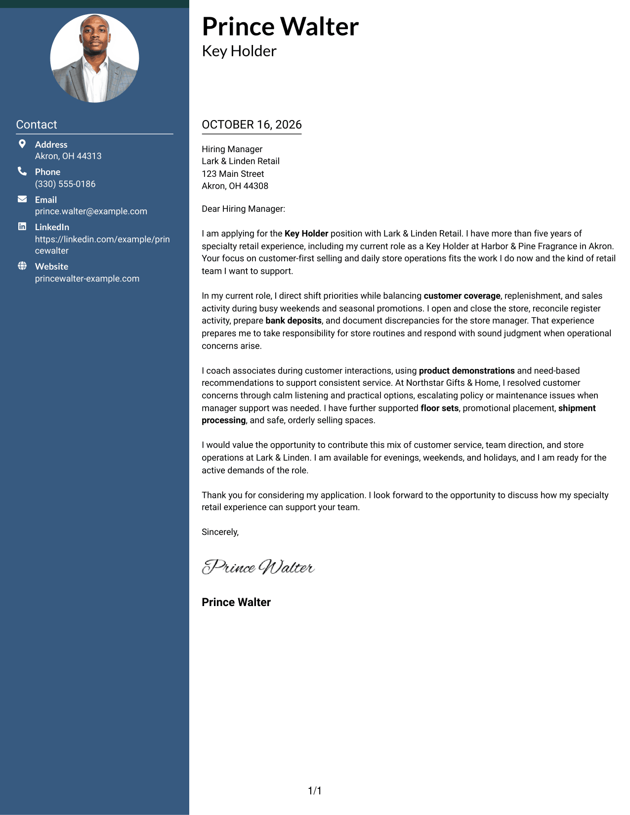 Cover letter example — page 1