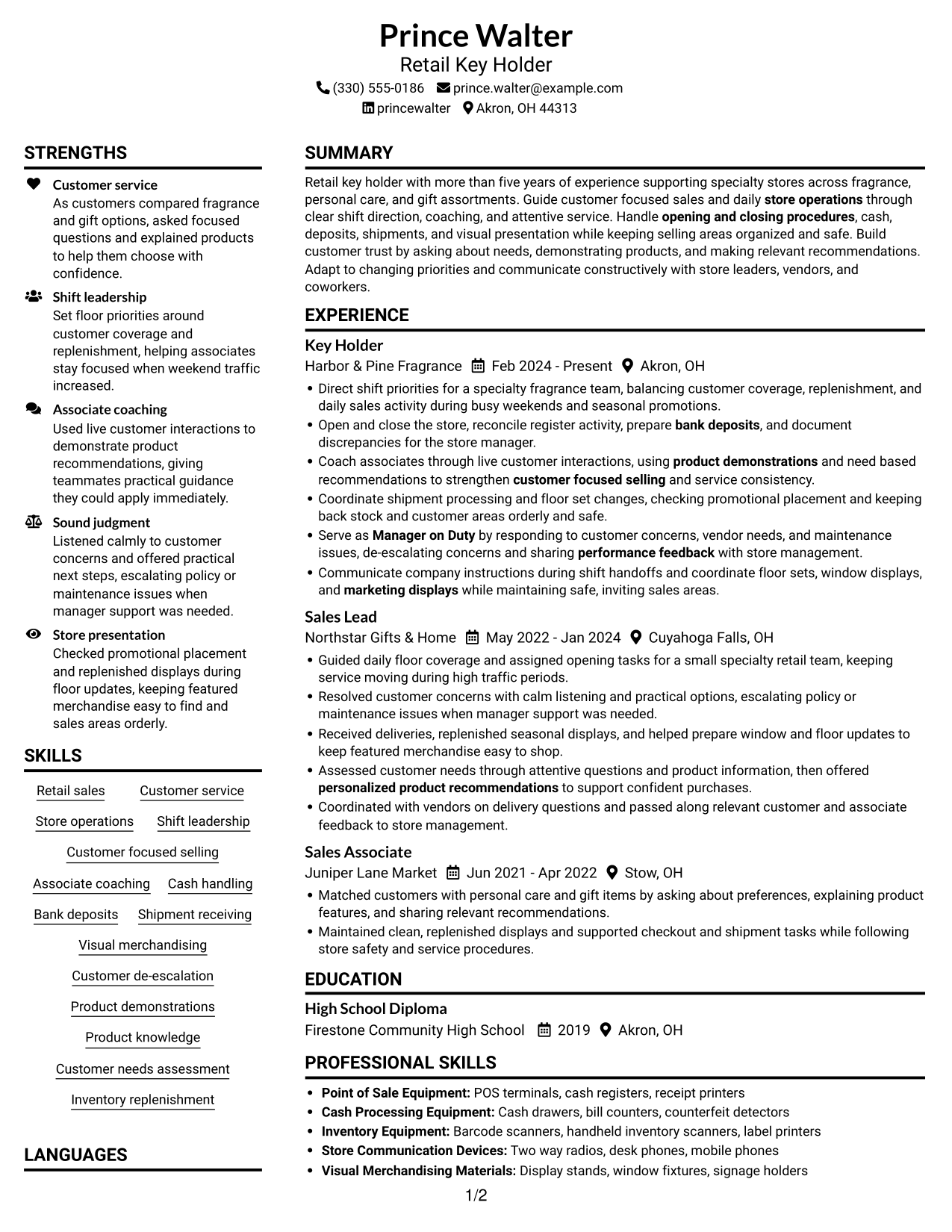 Resume example — page 1