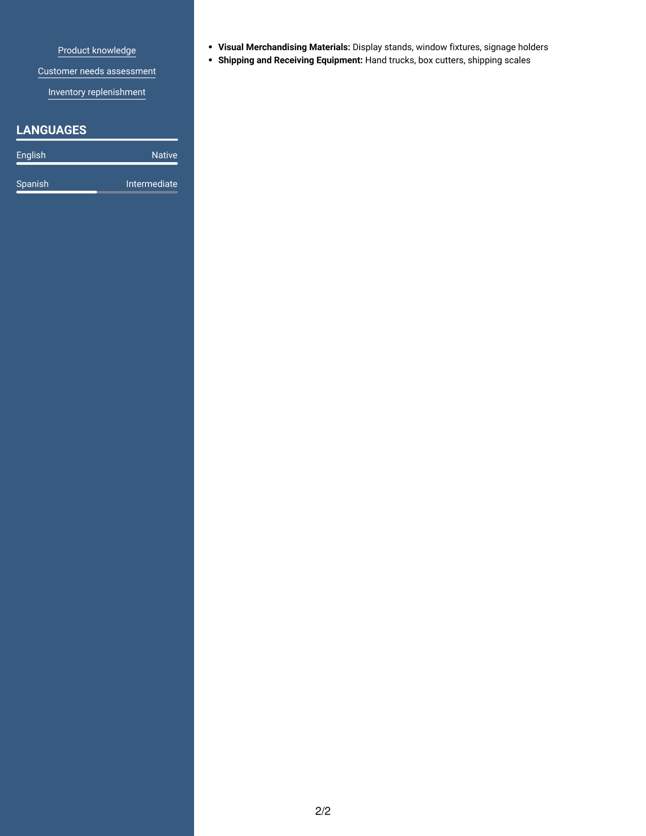 Resume example — page 2