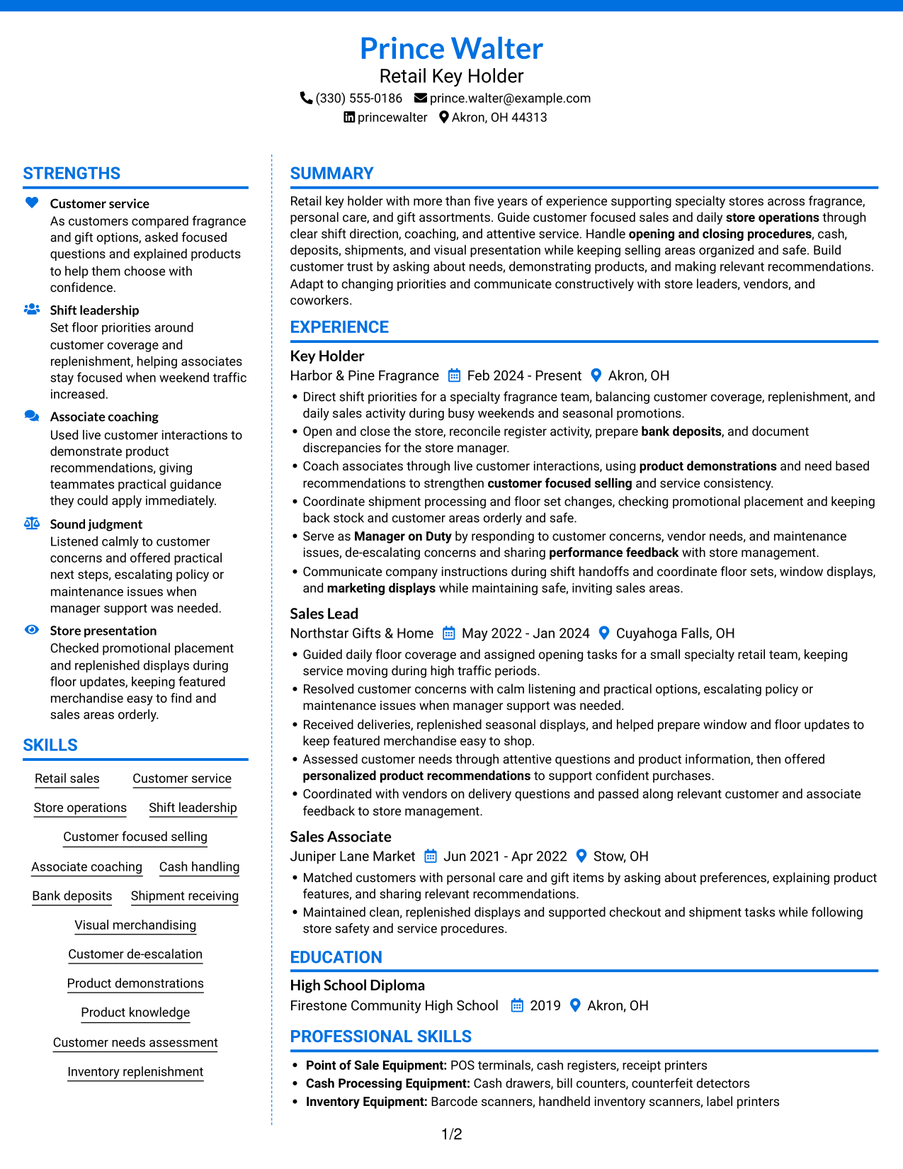 Resume example — page 1
