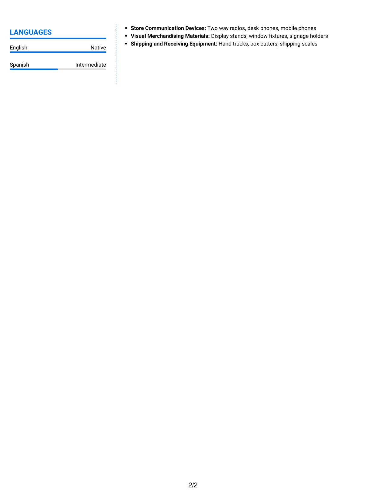 Resume example — page 2
