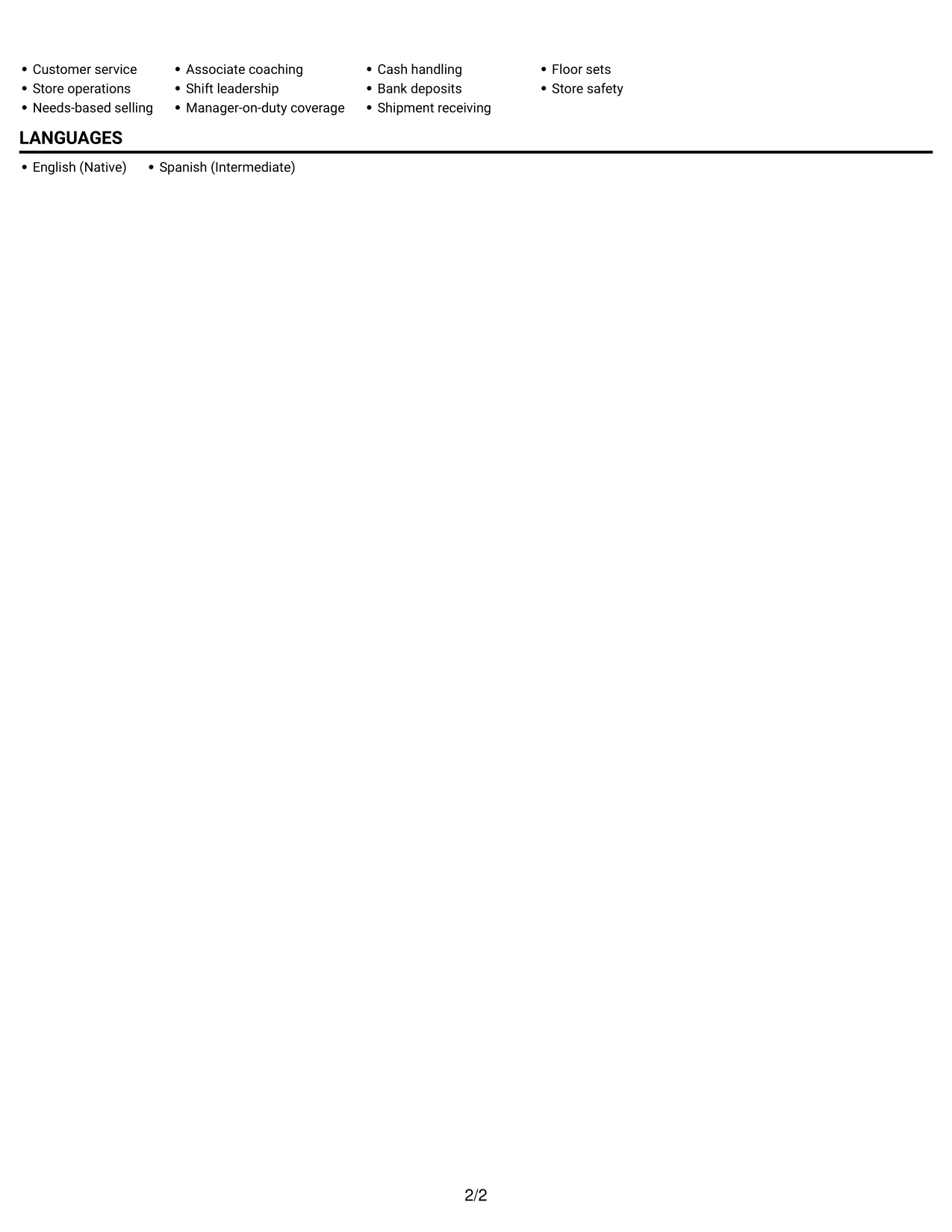 Resume example — page 2