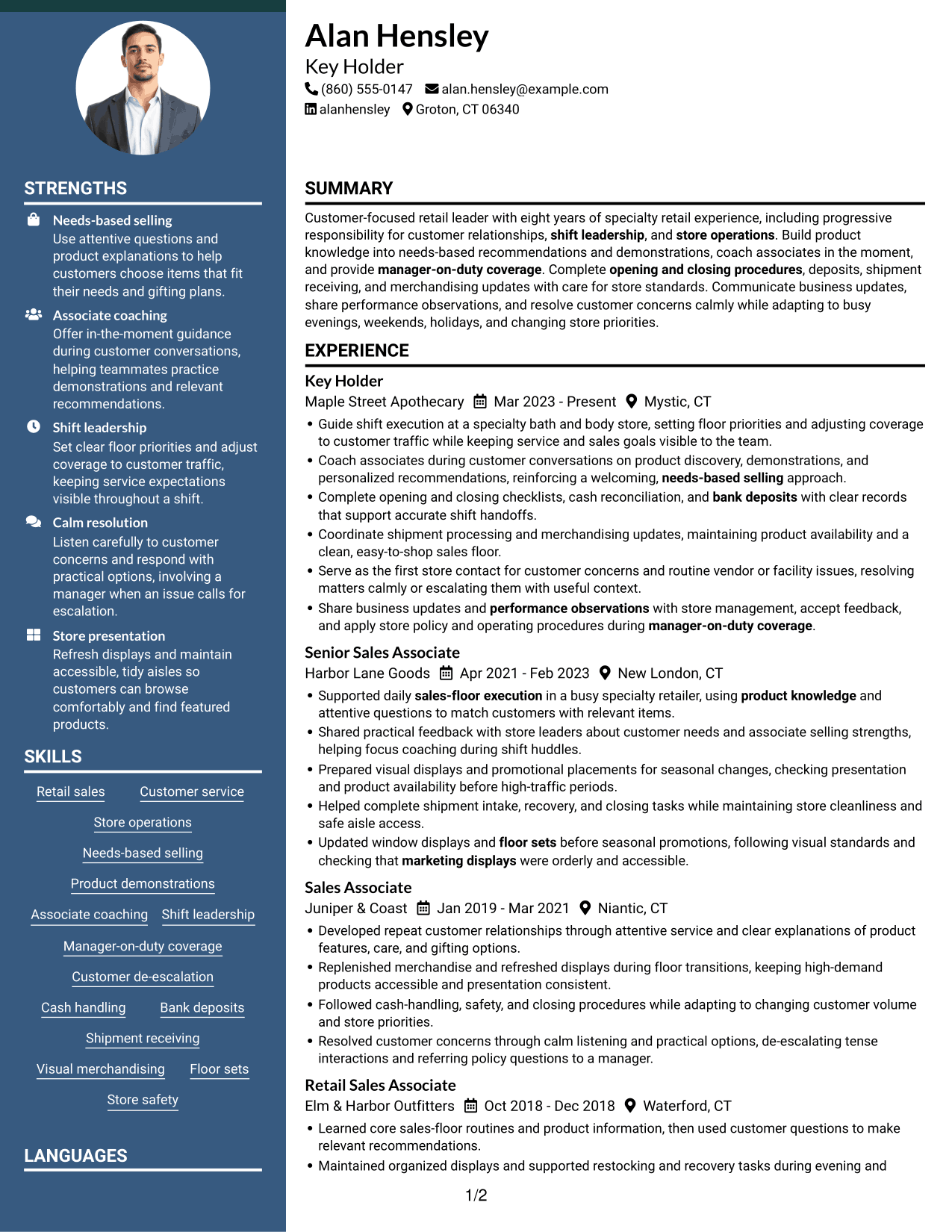 Resume example — page 1