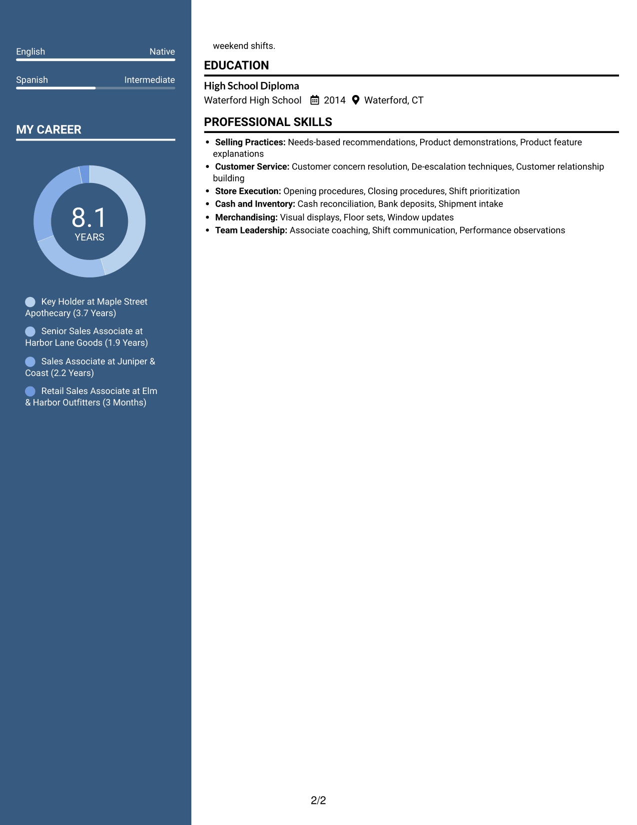 Resume example — page 2