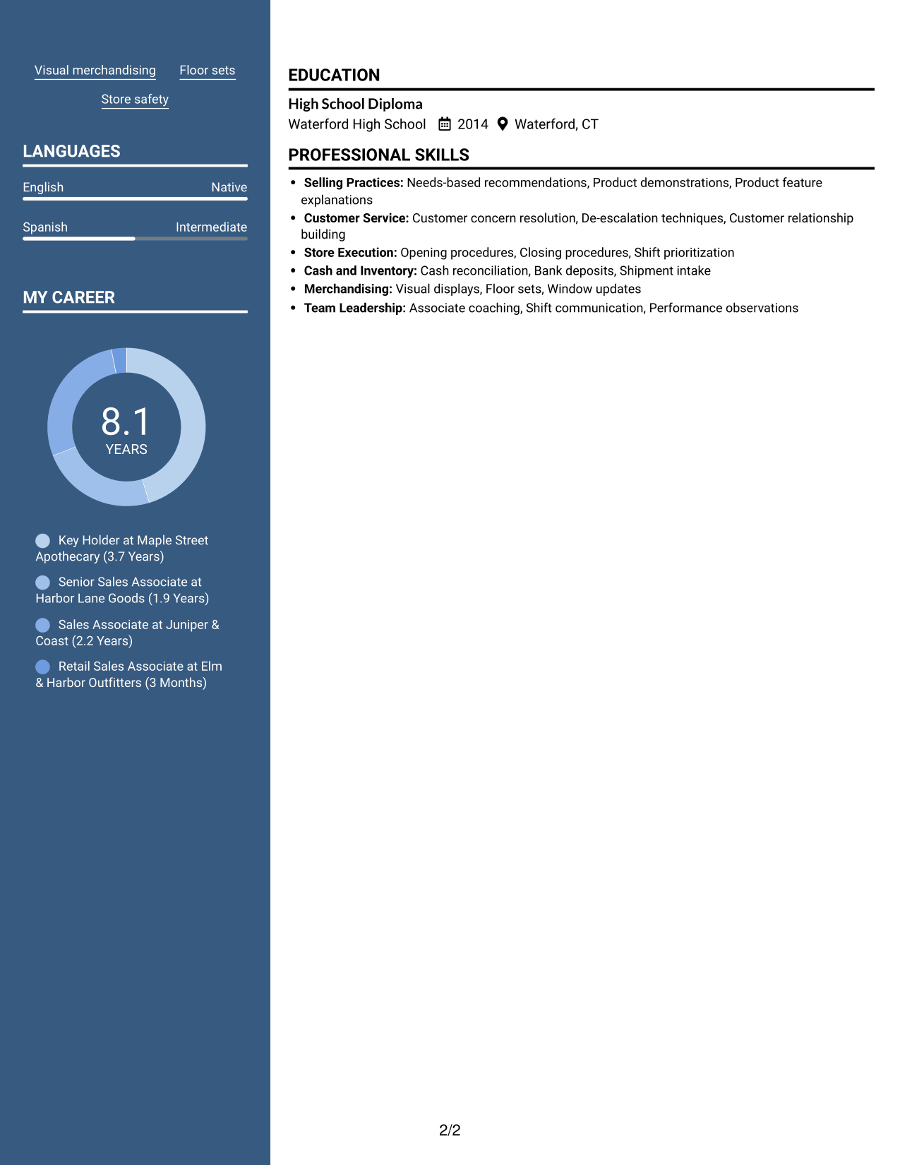 Resume example — page 2